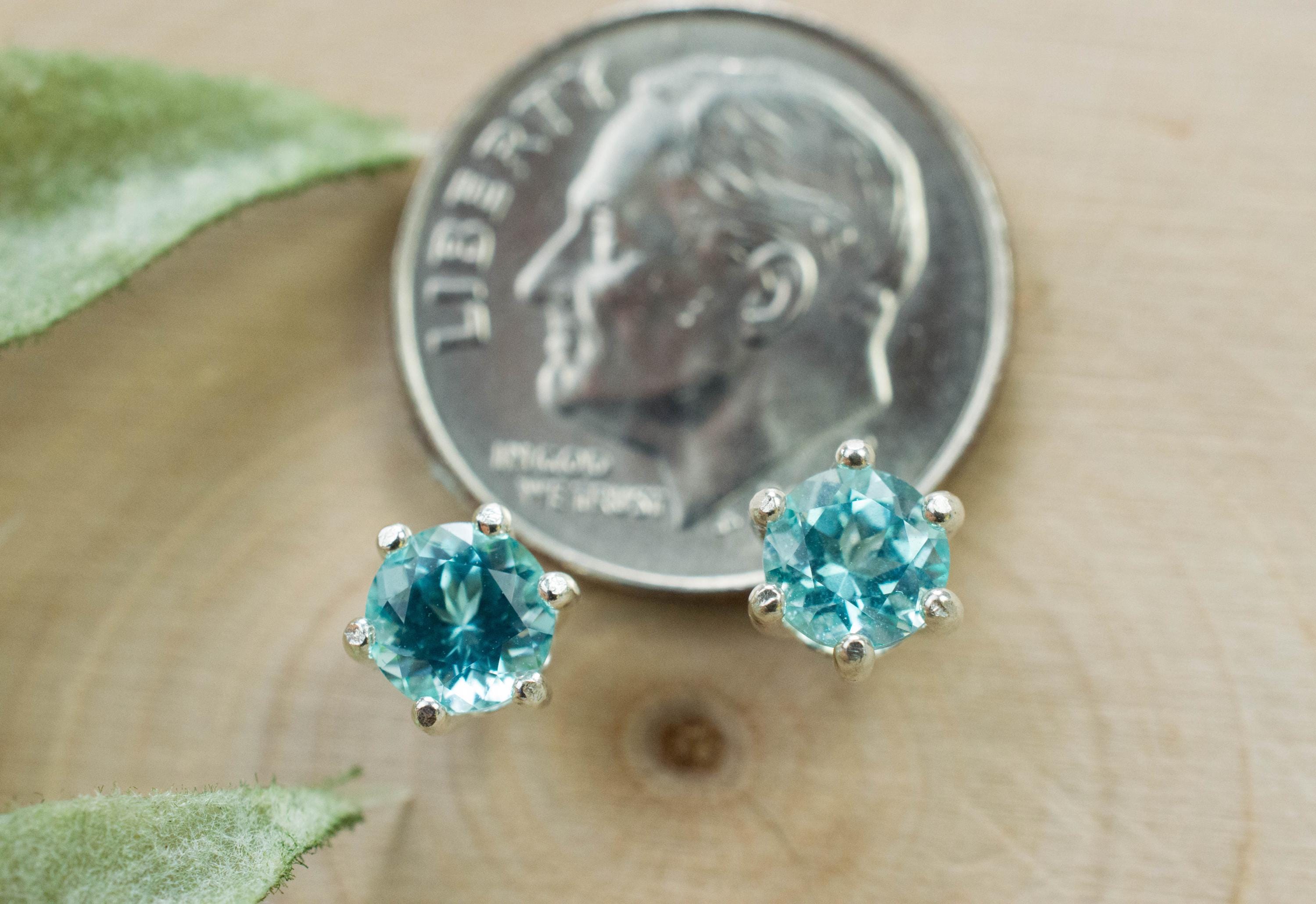 Blue Apatite Earrings; Natural Untreated Brazilian Apatite; 1.000cts