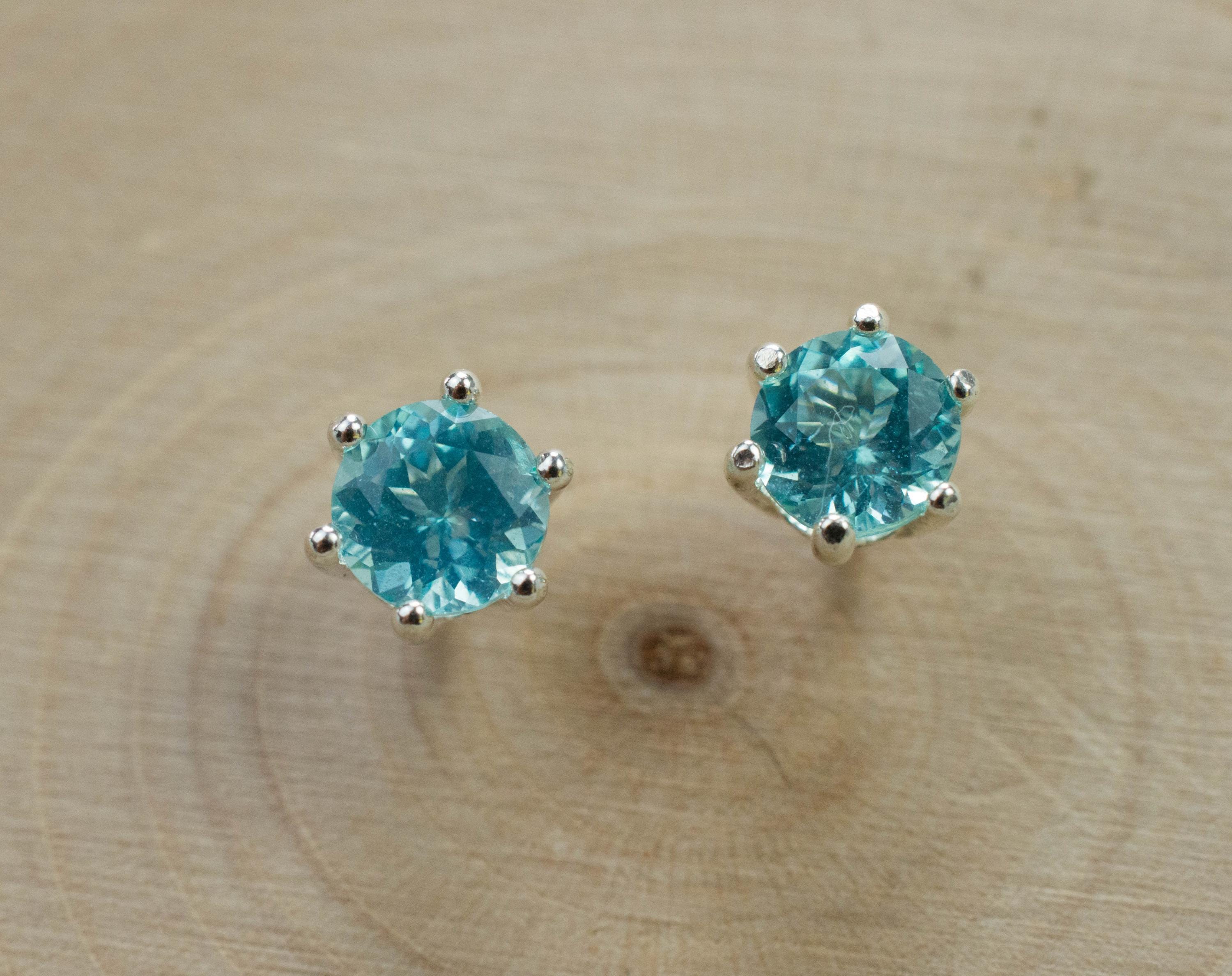 Blue Apatite Earrings; Natural Untreated Brazilian Apatite; 1.080cts