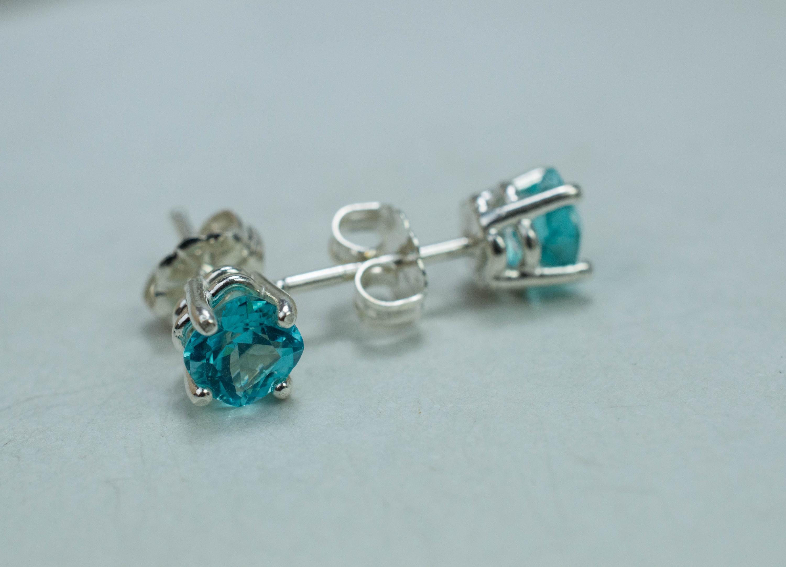 Blue Apatite Earrings; Natural Untreated Brazilian Apatite; 1.200cts