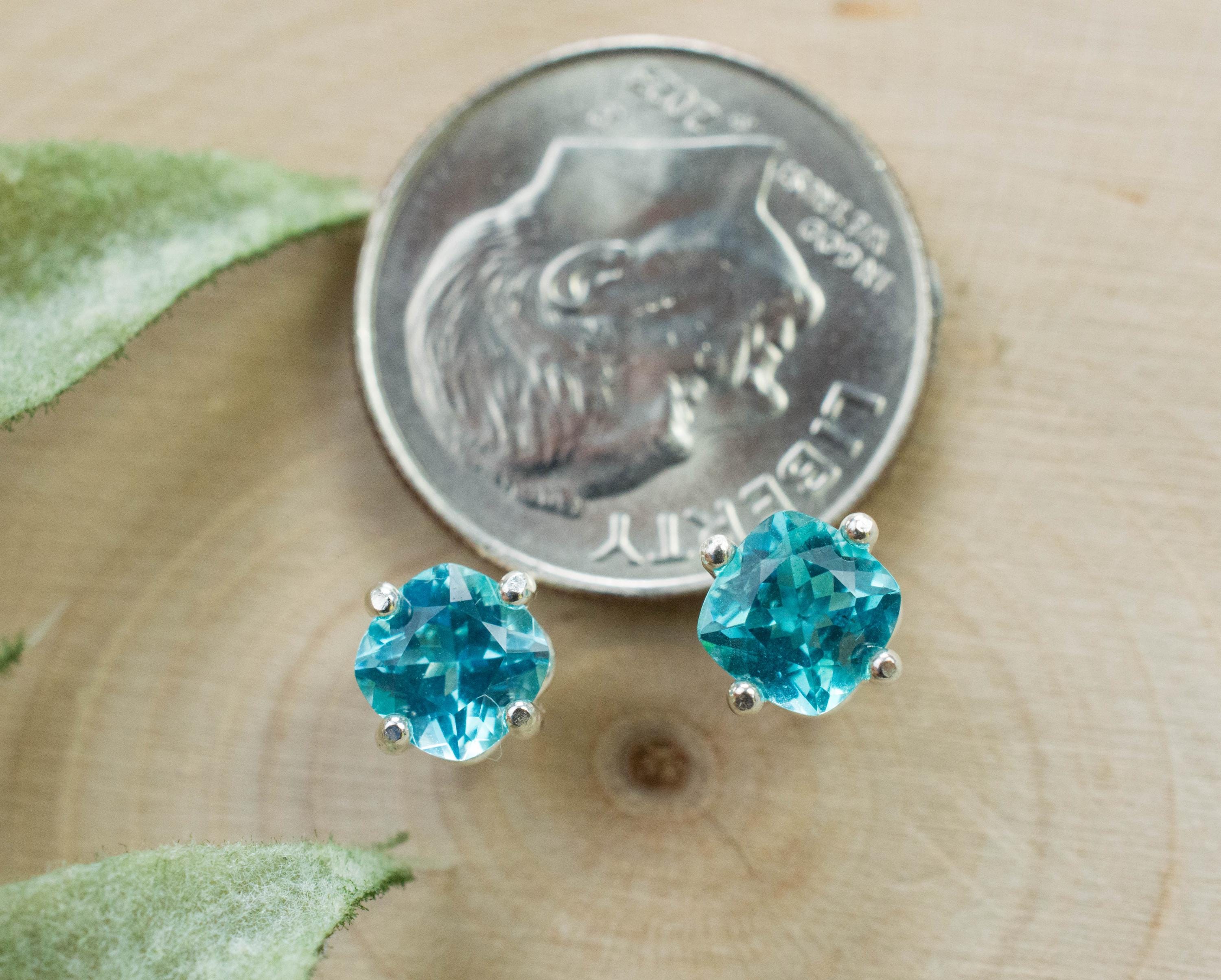 Blue Apatite Earrings; Natural Untreated Brazilian Apatite; 1.200cts