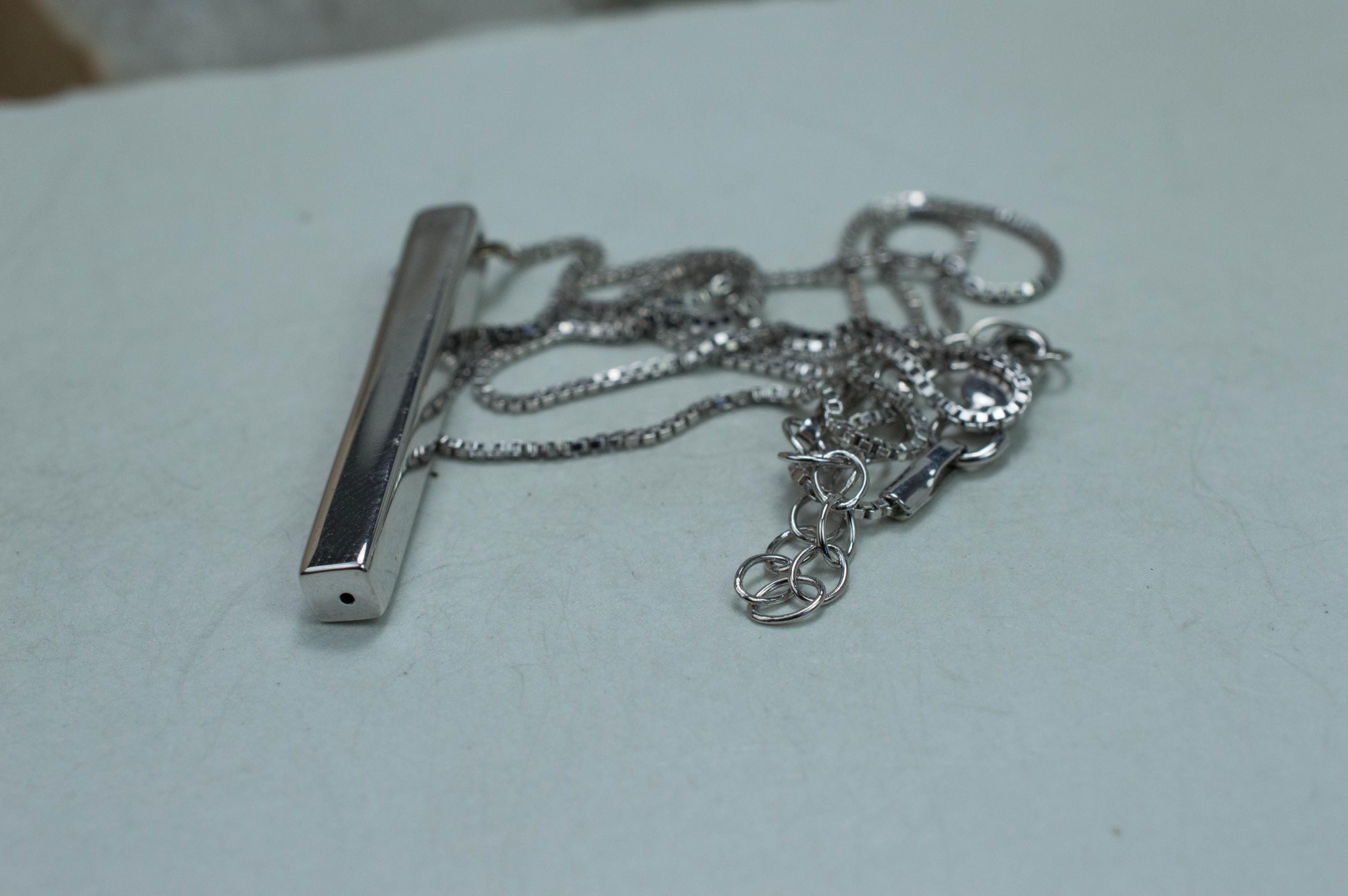 Bar Necklace; 0.925 Sterling Silver Pendant