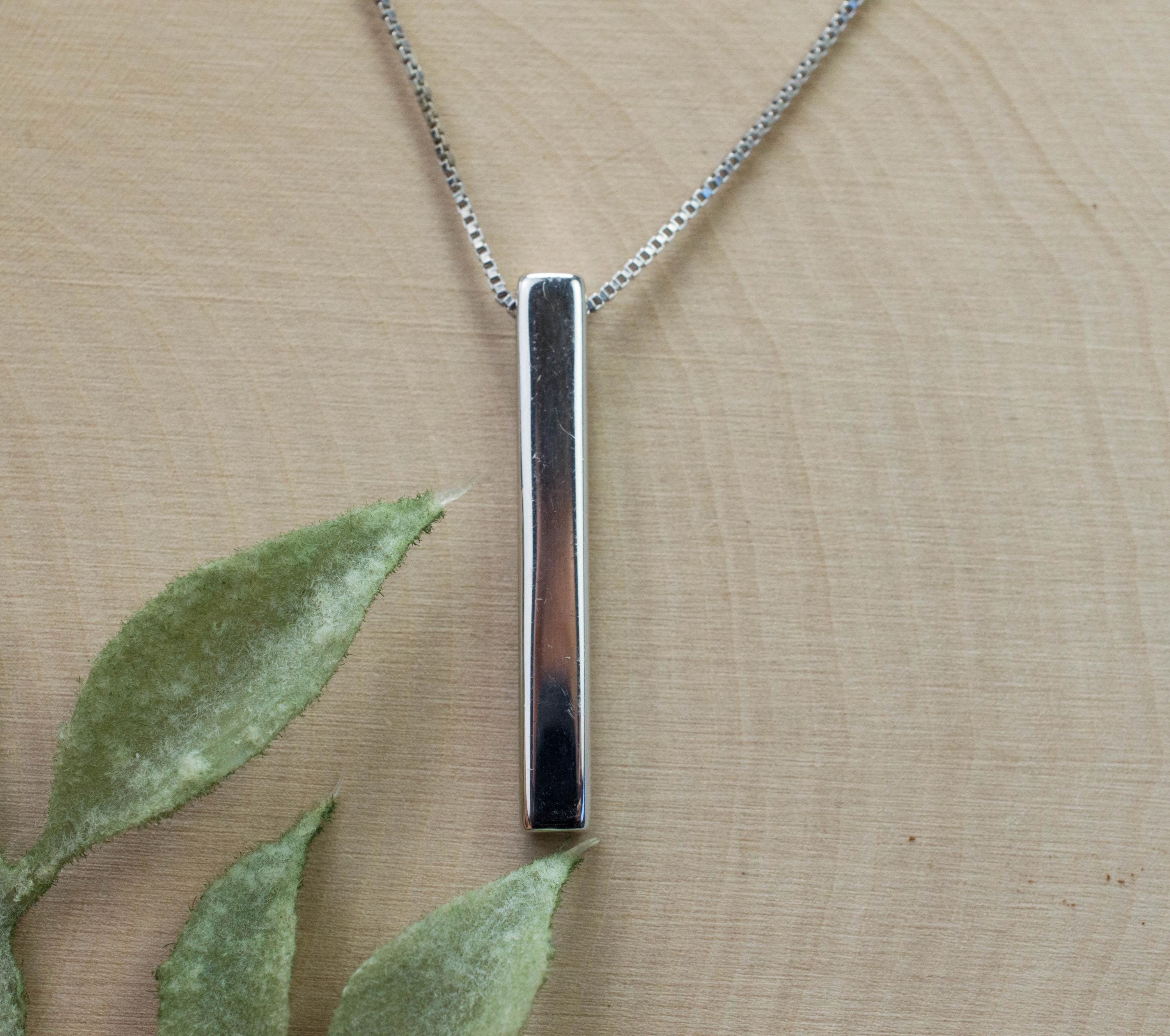 Bar Necklace; 0.925 Sterling Silver Pendant