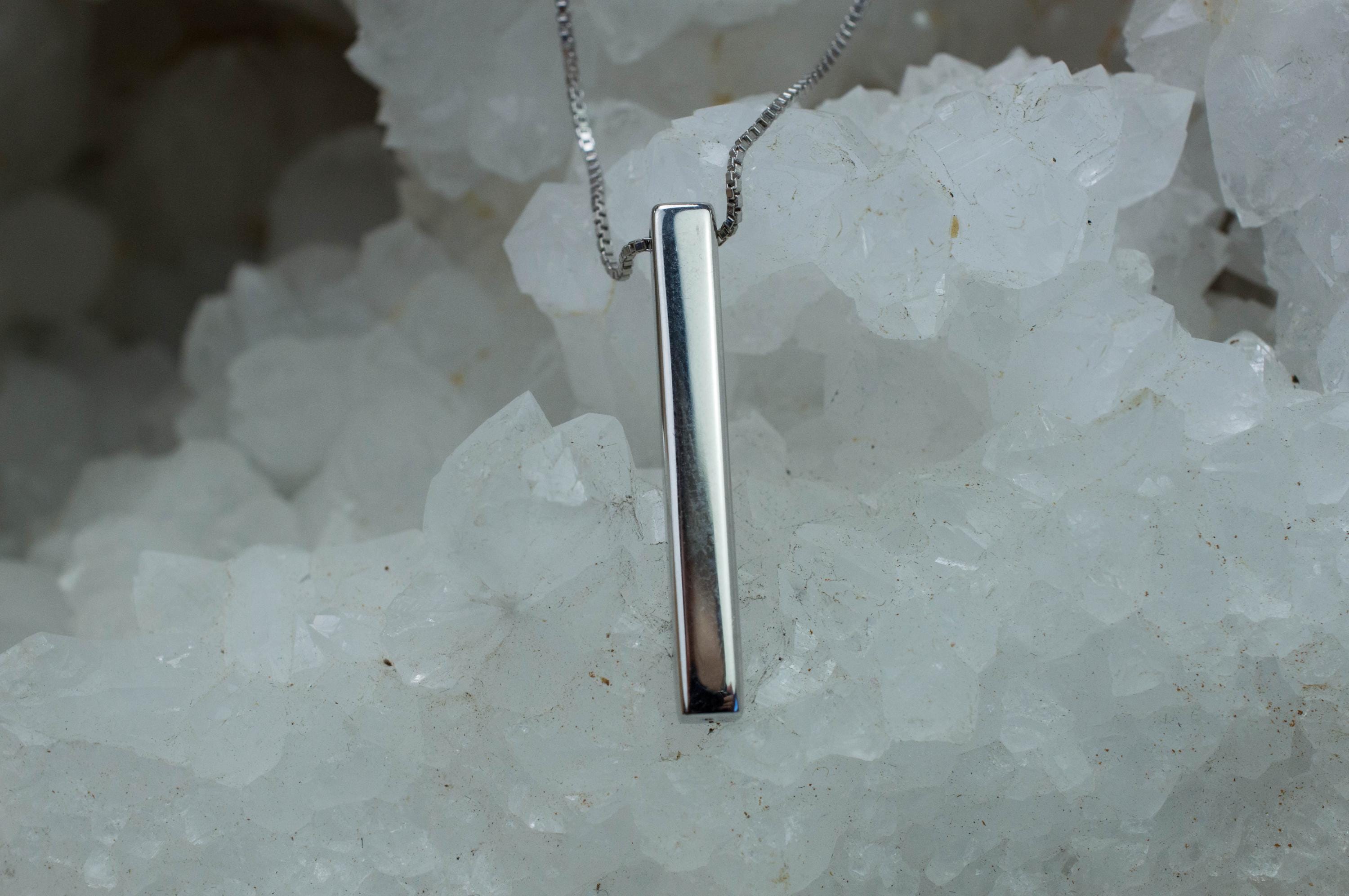 Bar Necklace; 0.925 Sterling Silver Pendant