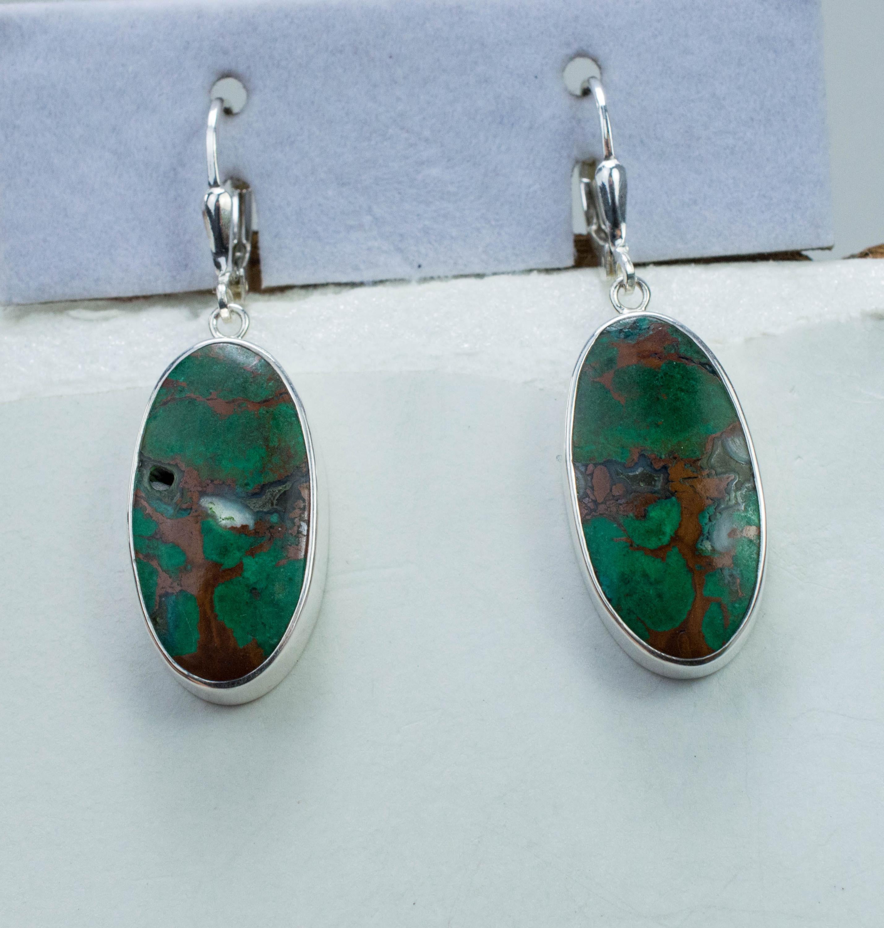 Malachite Earrings; Genuine Untreated Australian Malachite