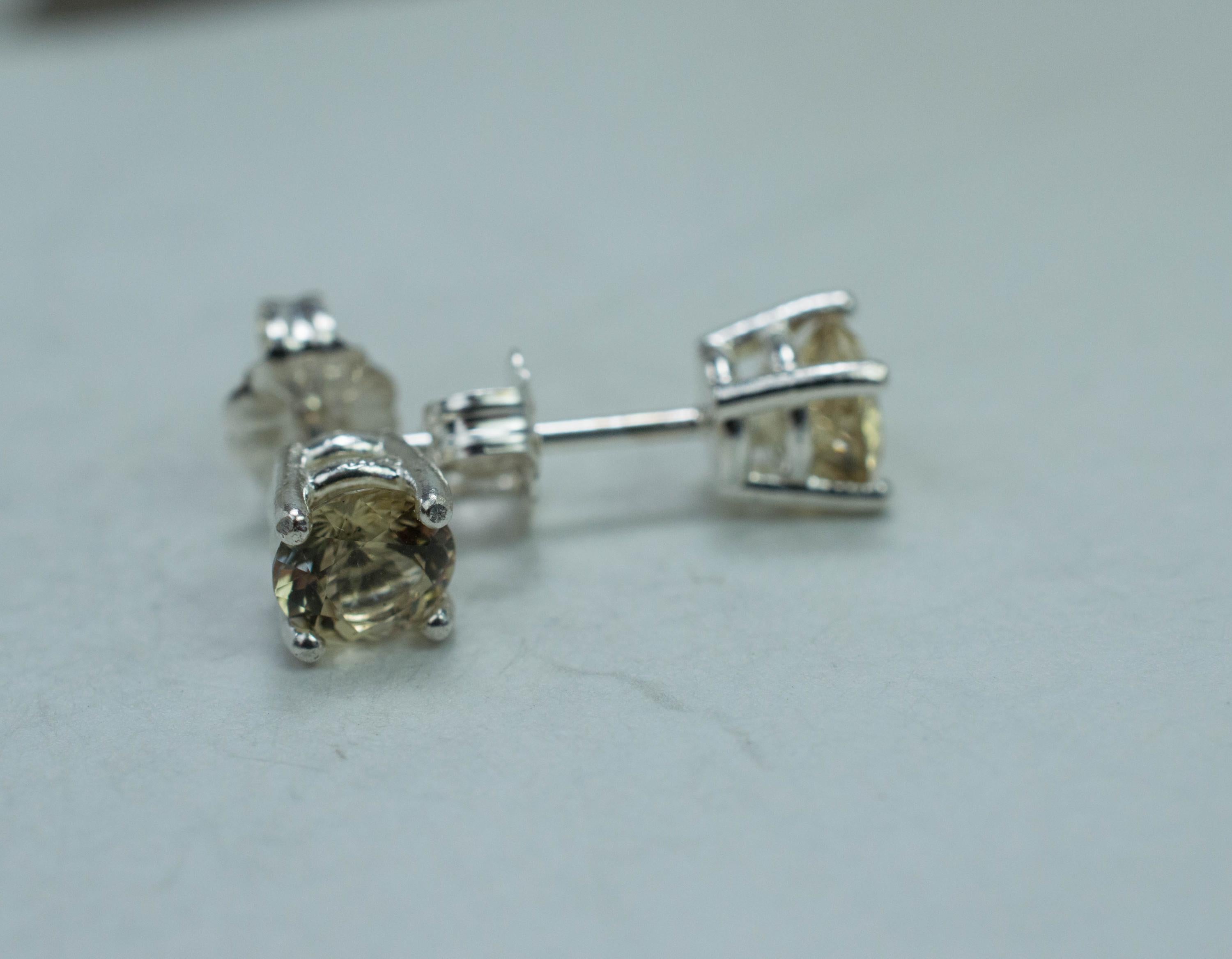 Scapolite Earrings, Genuine Untreated Tanzania Yellow Scapolite; 0.970cts