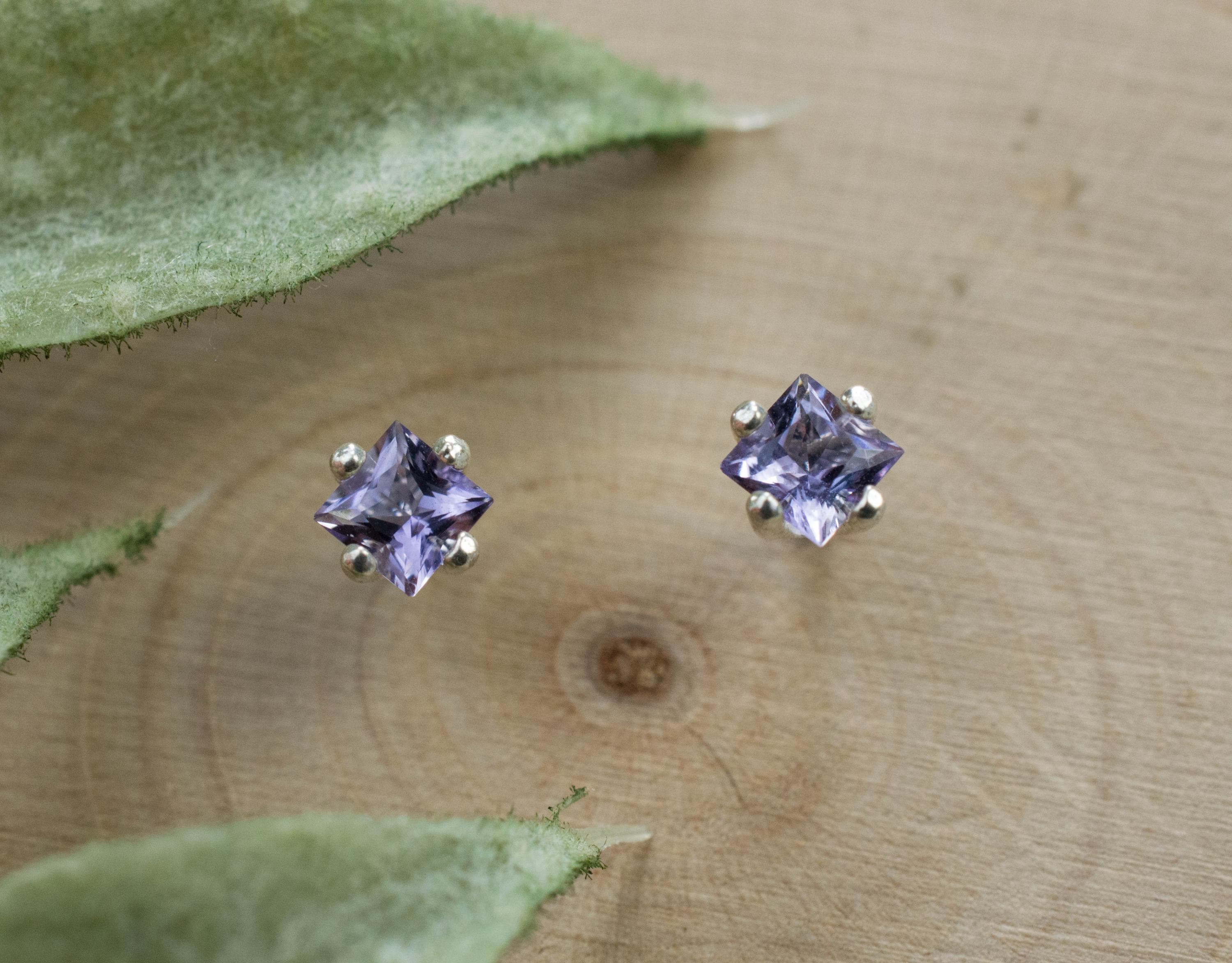 Scapolite Earrings, Natural Untreated Tanzania Purple Scapolite; 0.230cts