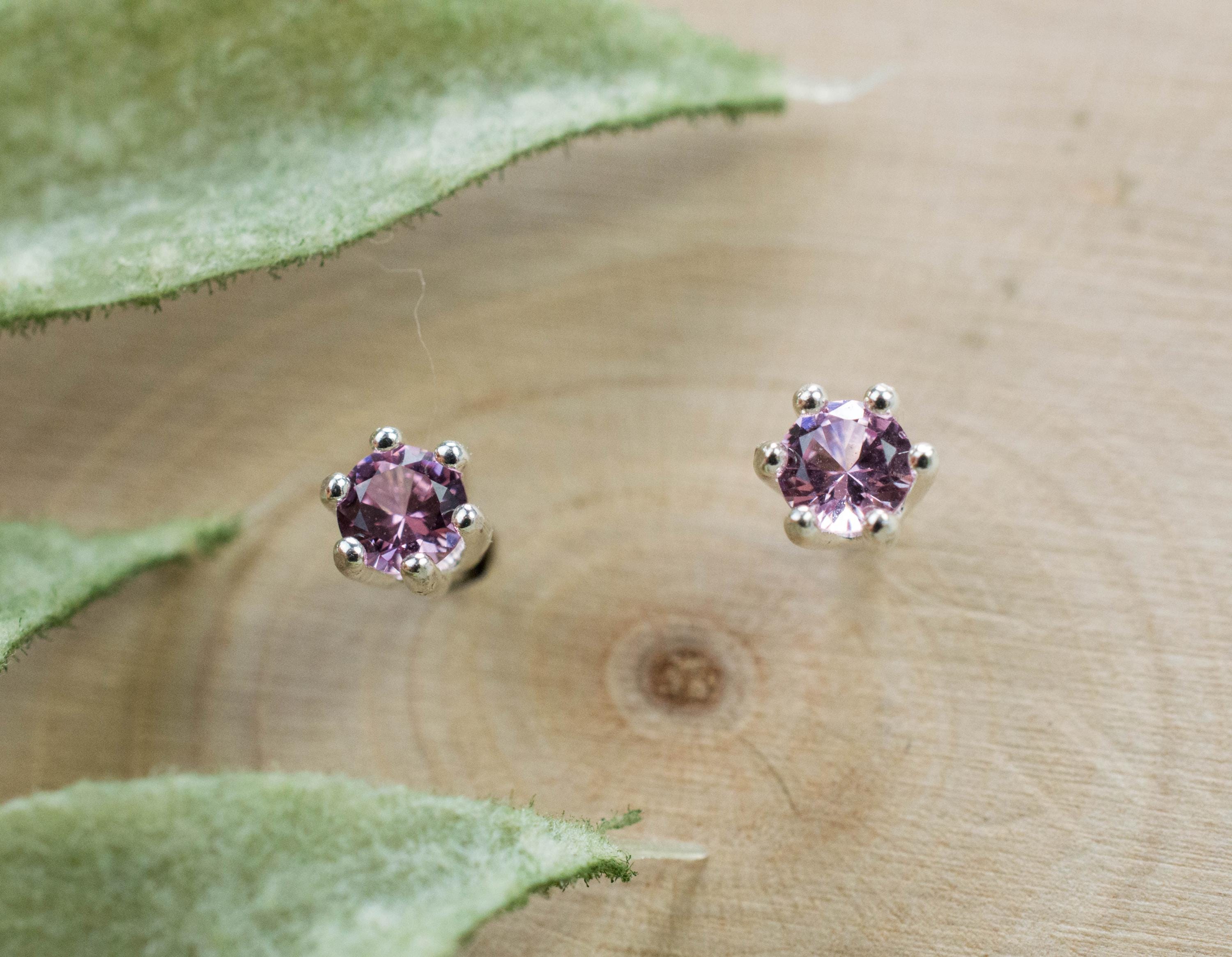 Pink Spinel Earrings; Natural Untreated Vietnam Spinel; 0.220cts