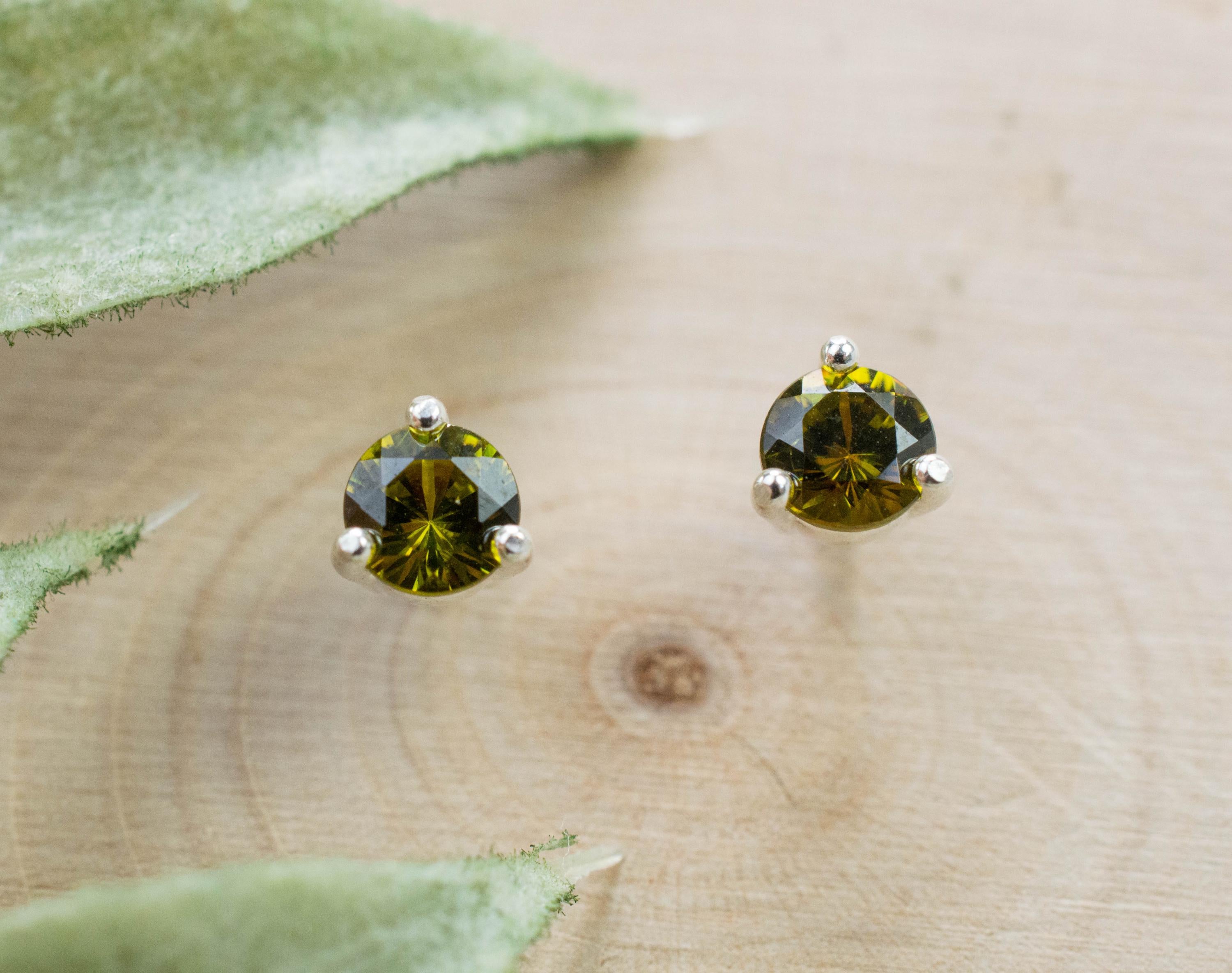 Andradite Garnet Earrings; Genuine Untreated Madagascar Garnet; 0.630cts