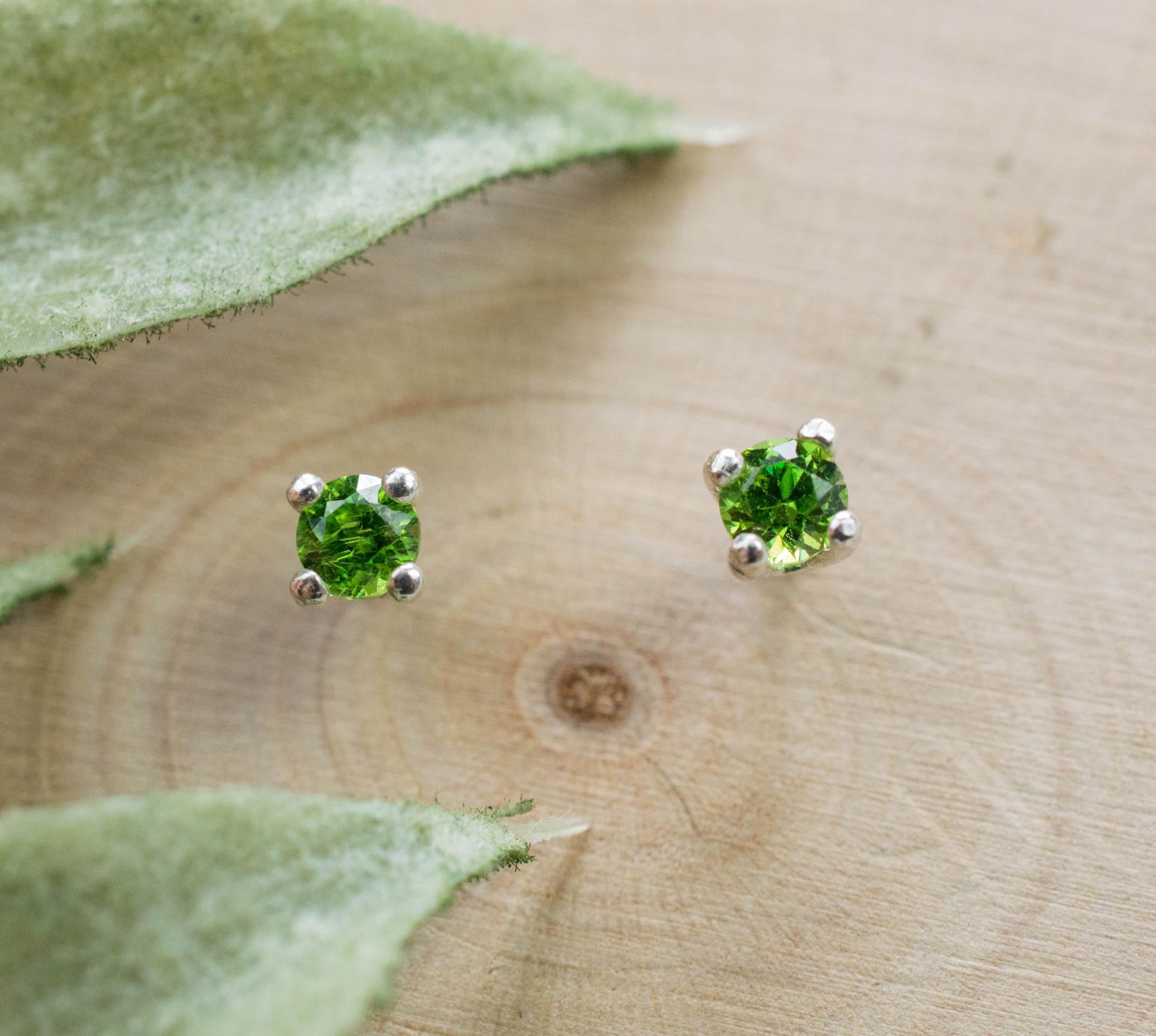 Demantoid Garnet Earrings; Genuine Untreated Ural Mountain Demantoid; 0.250cts