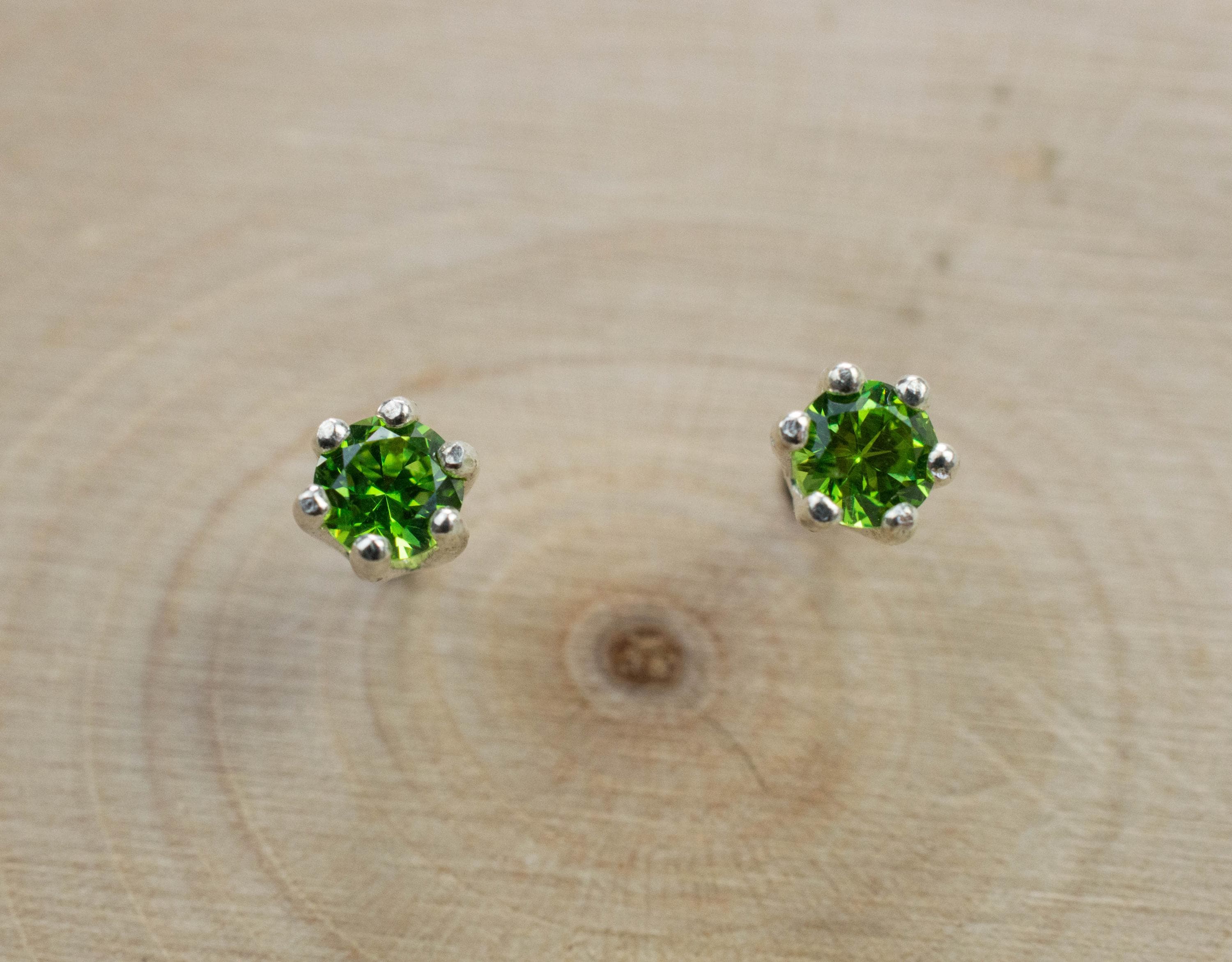 Demantoid Garnet Earrings; Genuine Untreated Ural Mountain Demantoid; 0.380cts