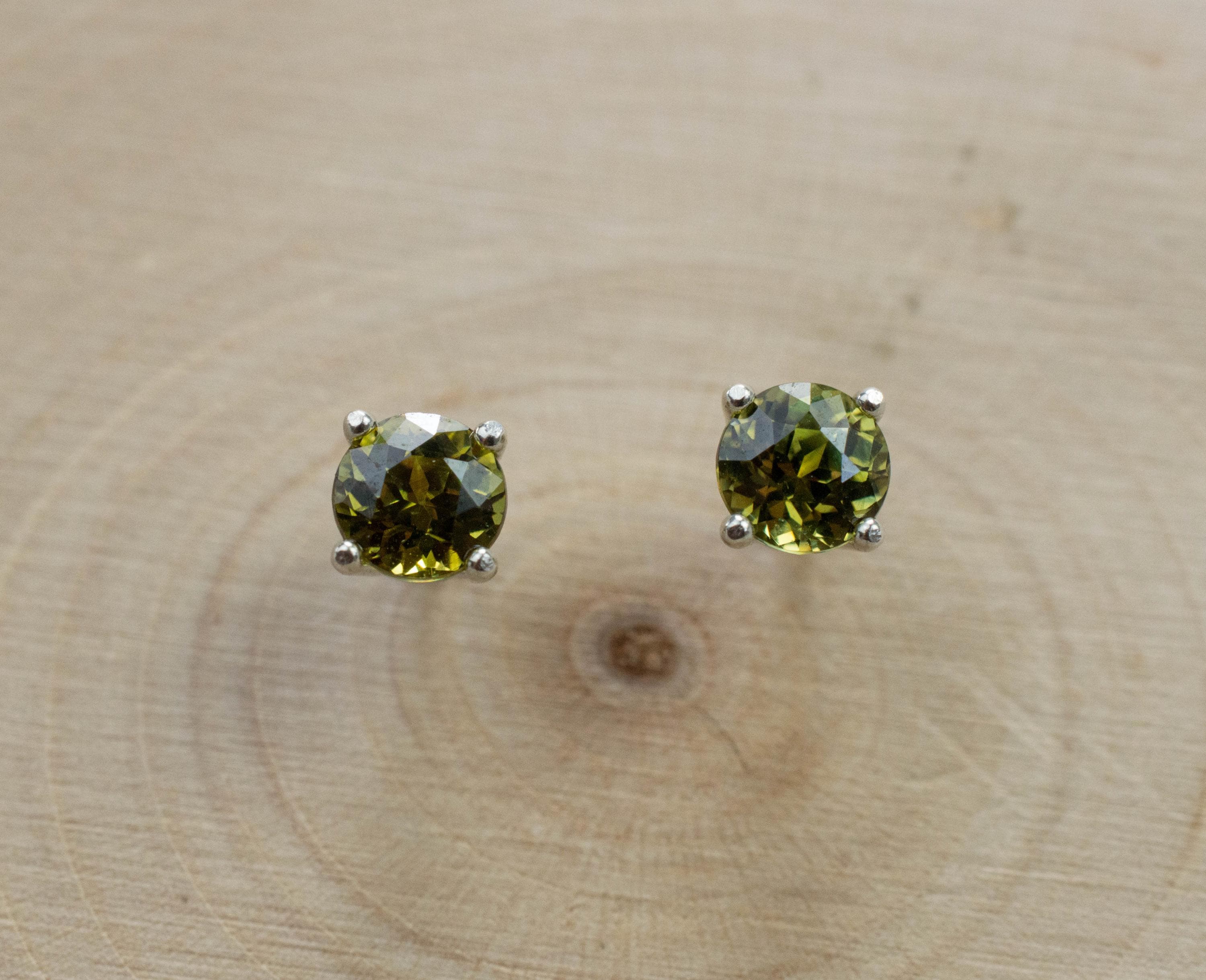 Demantoid Garnet Earrings; Natural Untreated Madagascar Color Shift Demantoid; 0.970cts