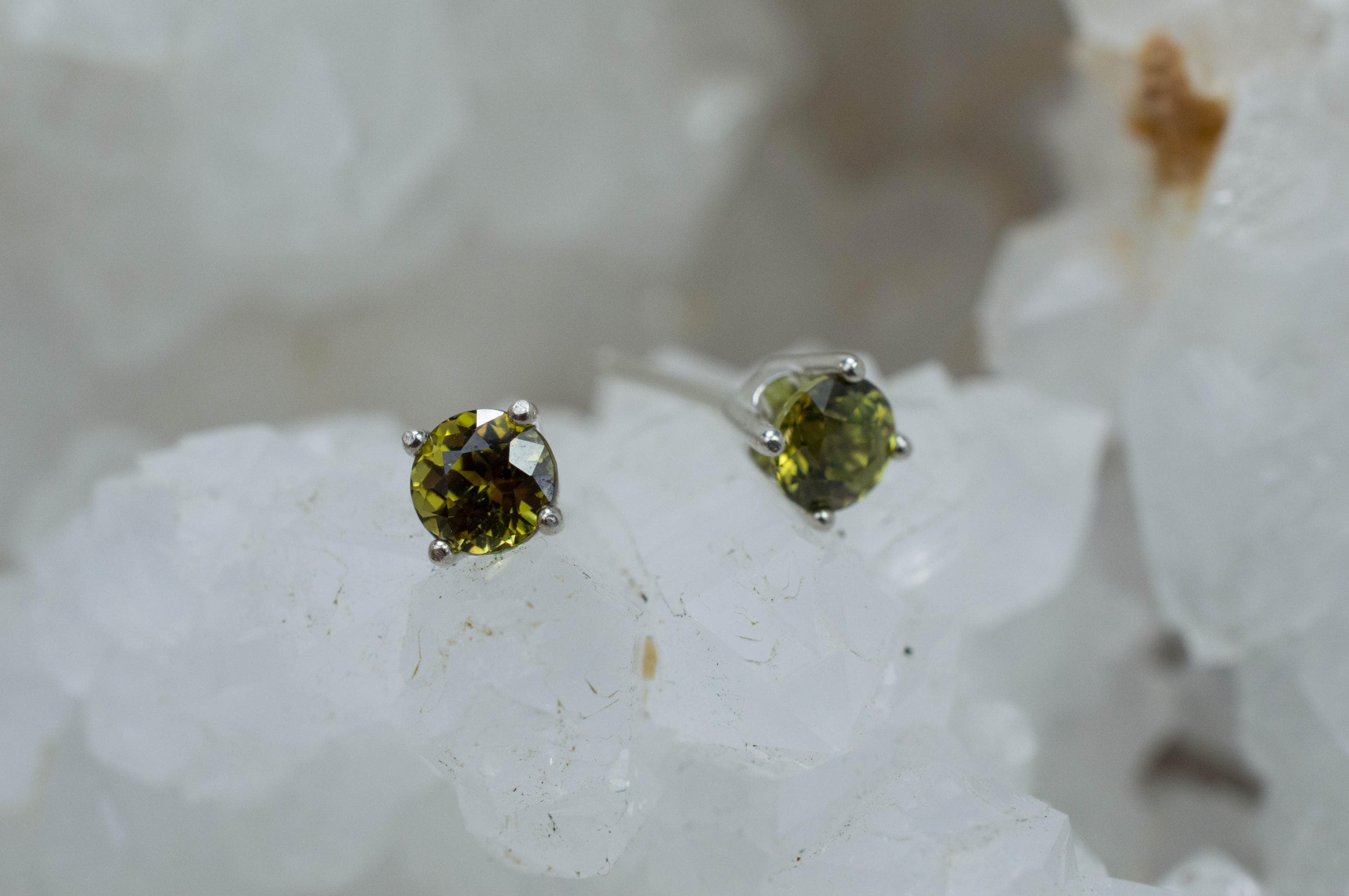 Demantoid Garnet Earrings; Natural Untreated Madagascar Color Shift Demantoid; 0.970cts