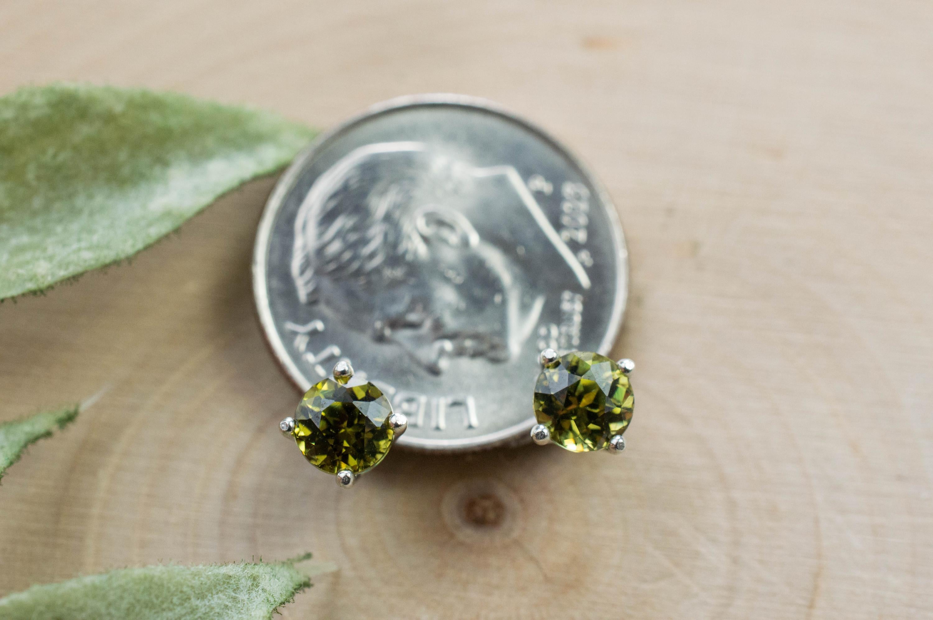 Demantoid Garnet Earrings; Natural Untreated Madagascar Color Shift Demantoid; 0.970cts