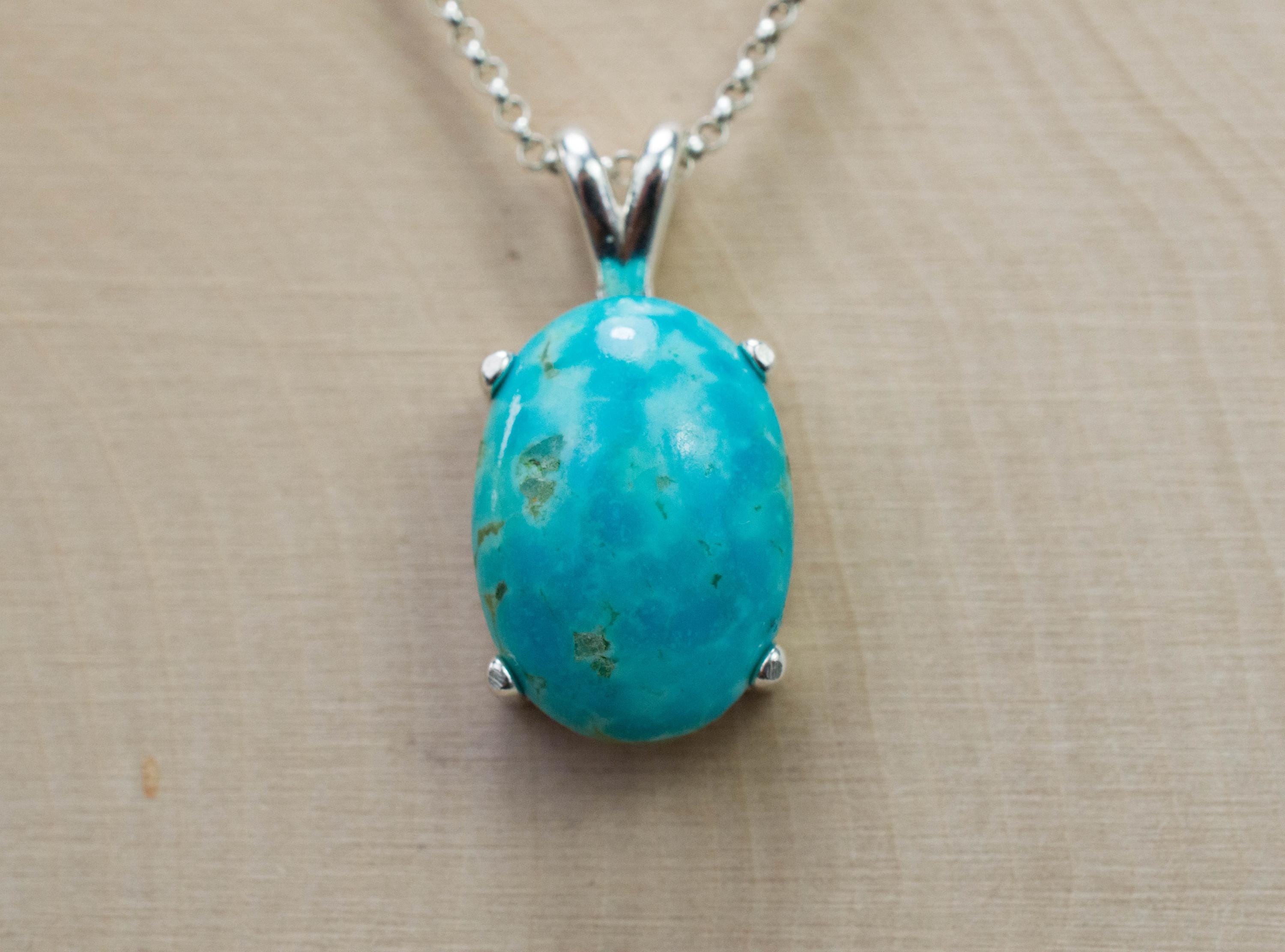 MexicanJewelry Marquetry Turquoise ペンダント Turquoise Pendant, Natural Untreated Morenci Turquoise; 11.205cts
