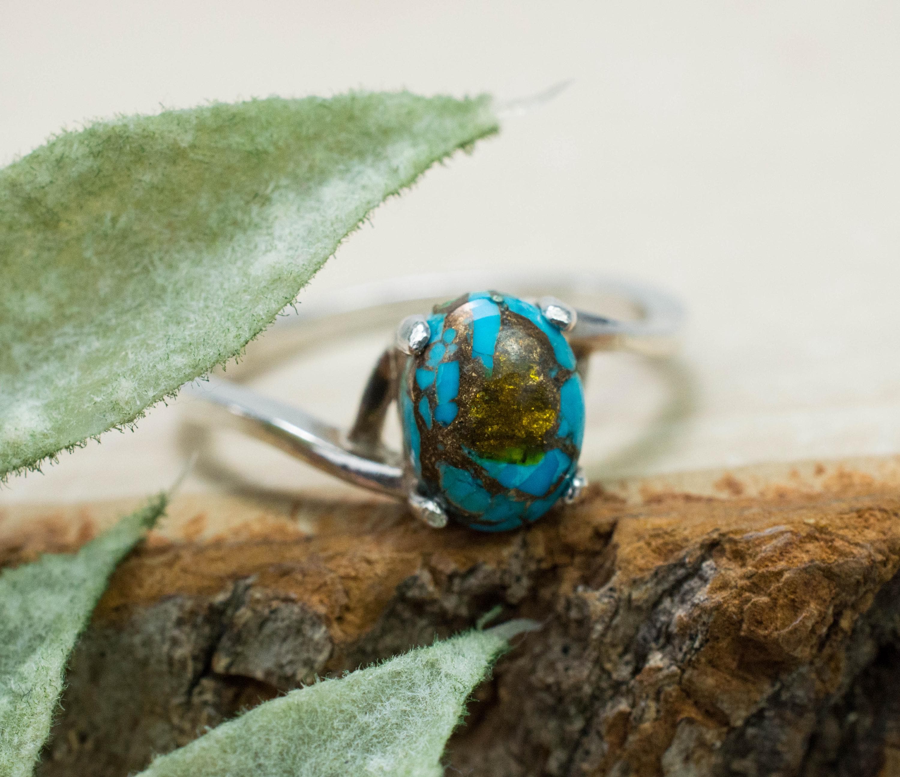 Turquoise Ring; Genuine Stabilized Nevada Turquoise; 1.285cts