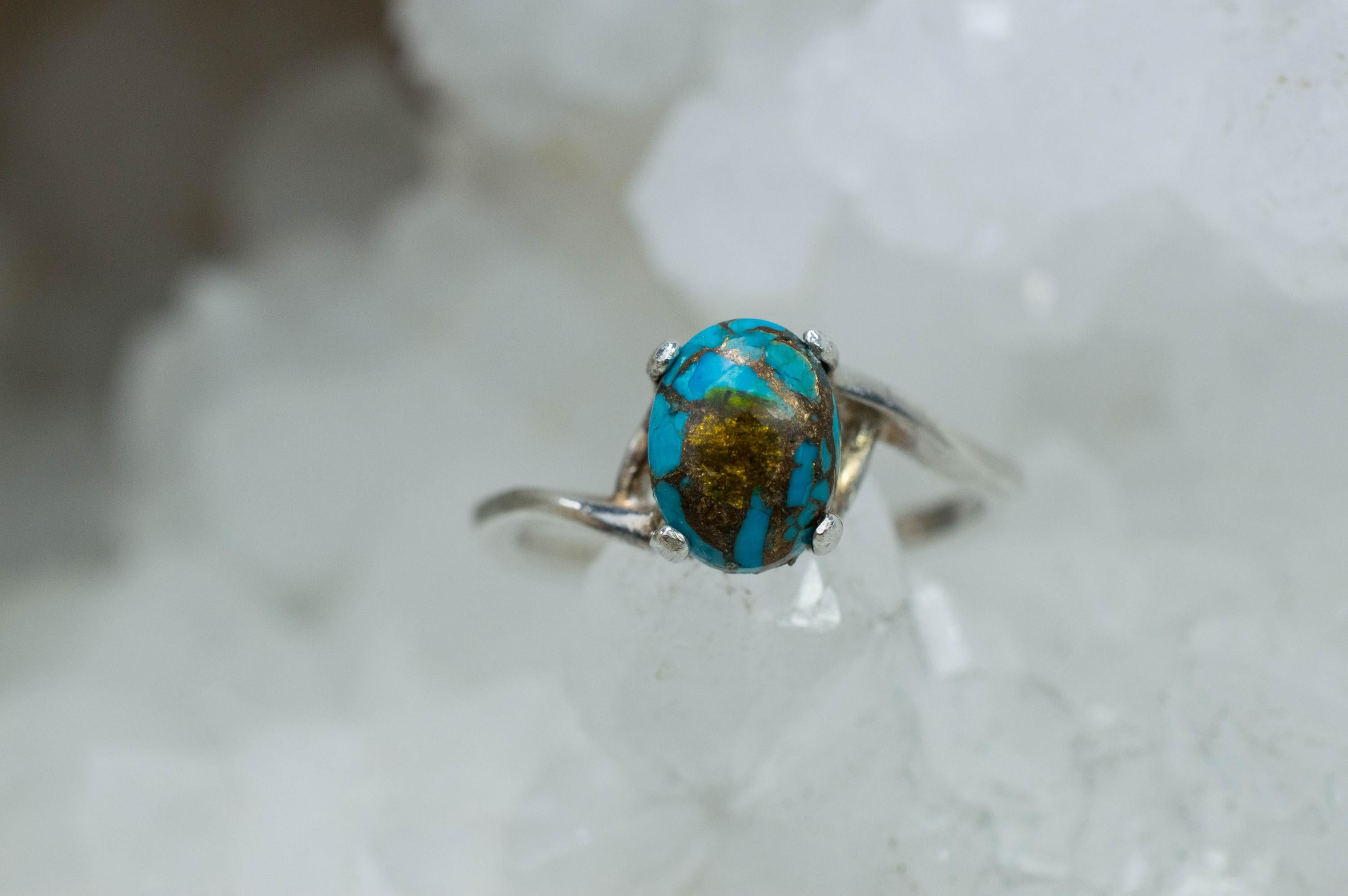 Turquoise Ring; Genuine Stabilized Nevada Turquoise; 1.285cts