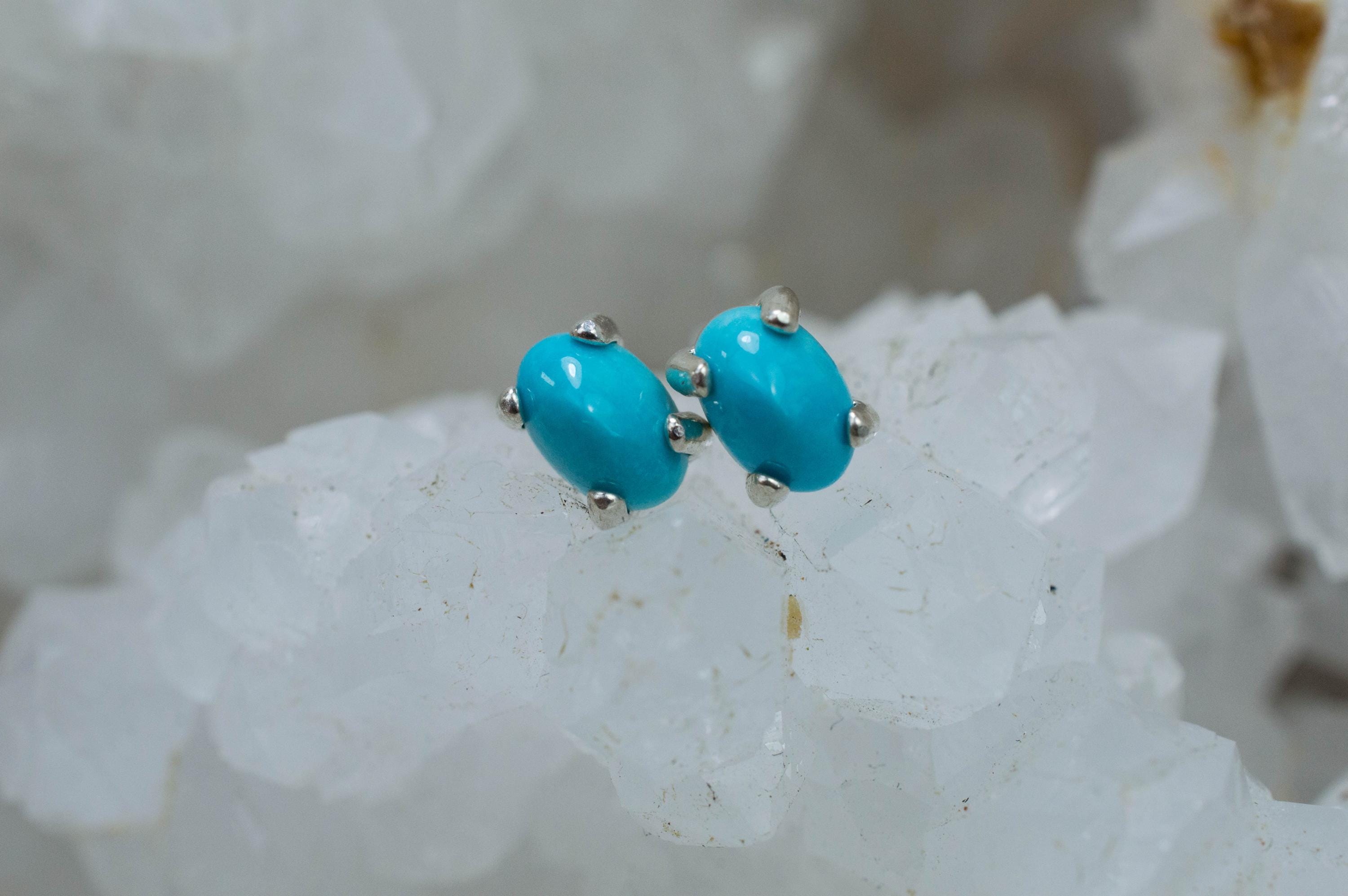 Turquoise Earrings; Natural Untreated Persian Turquoise; 0.995cts