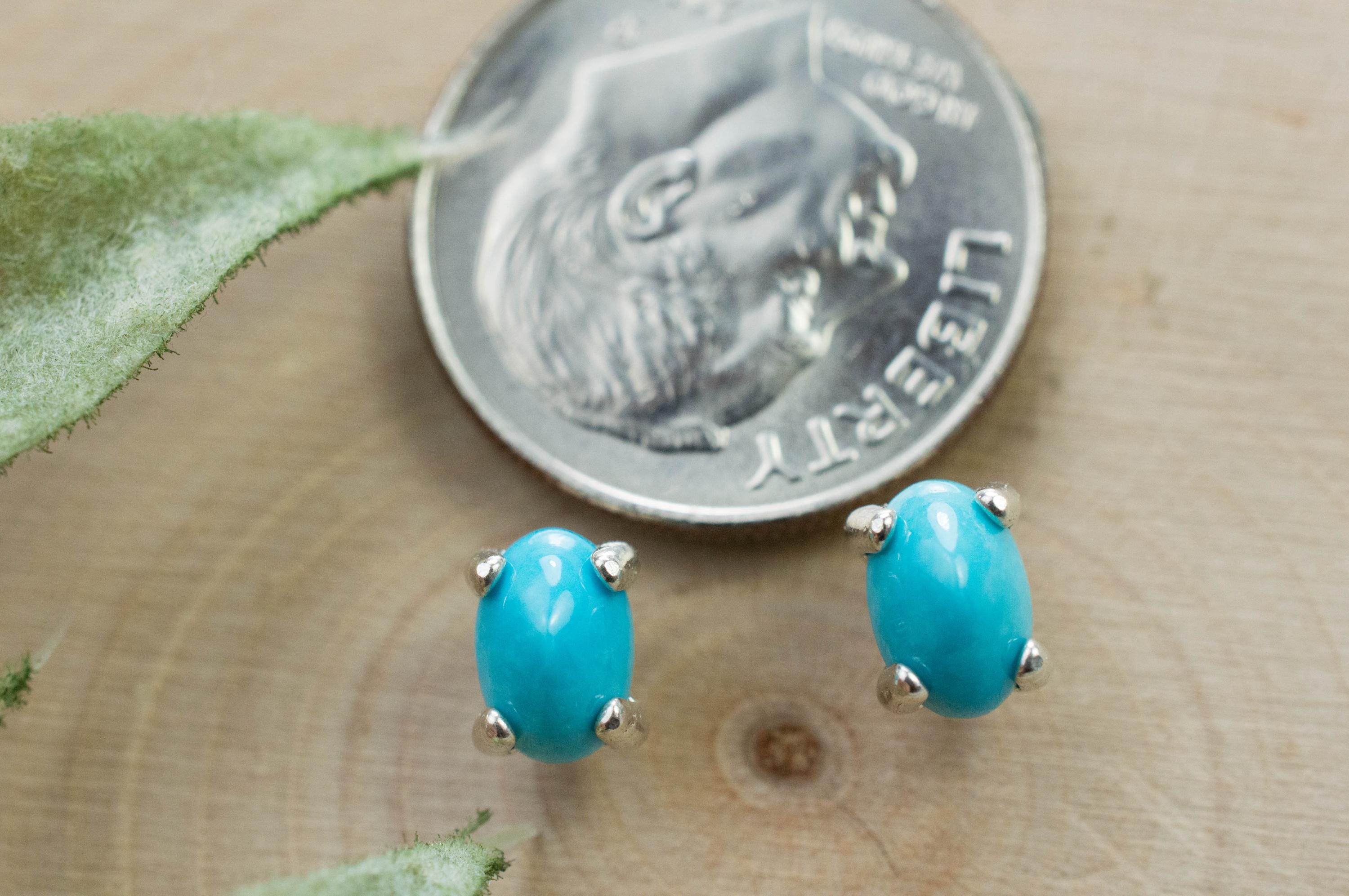 Turquoise Earrings; Natural Untreated Persian Turquoise; 0.995cts