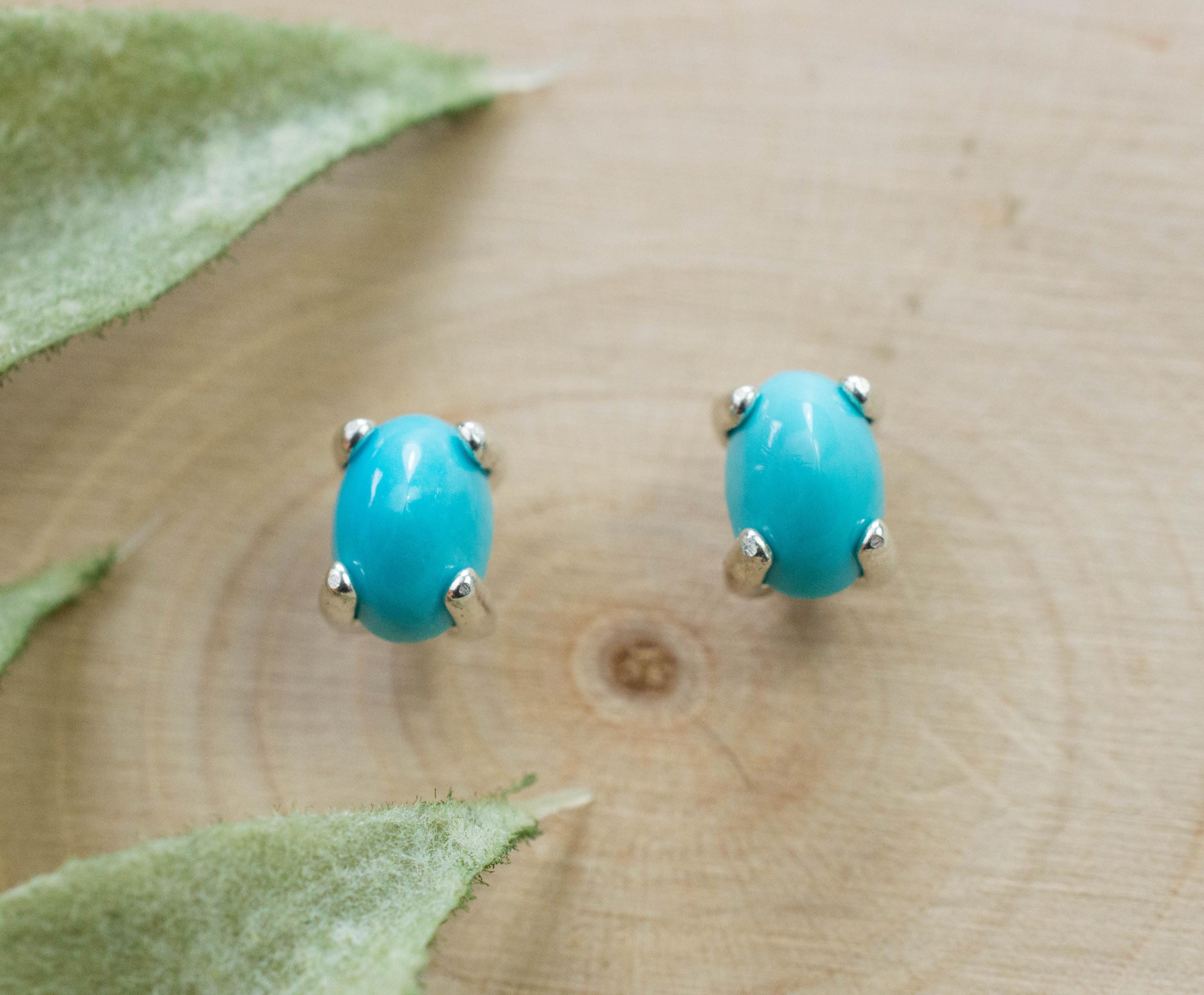 Turquoise Earrings; Natural Untreated Persian Turquoise; 1.060cts