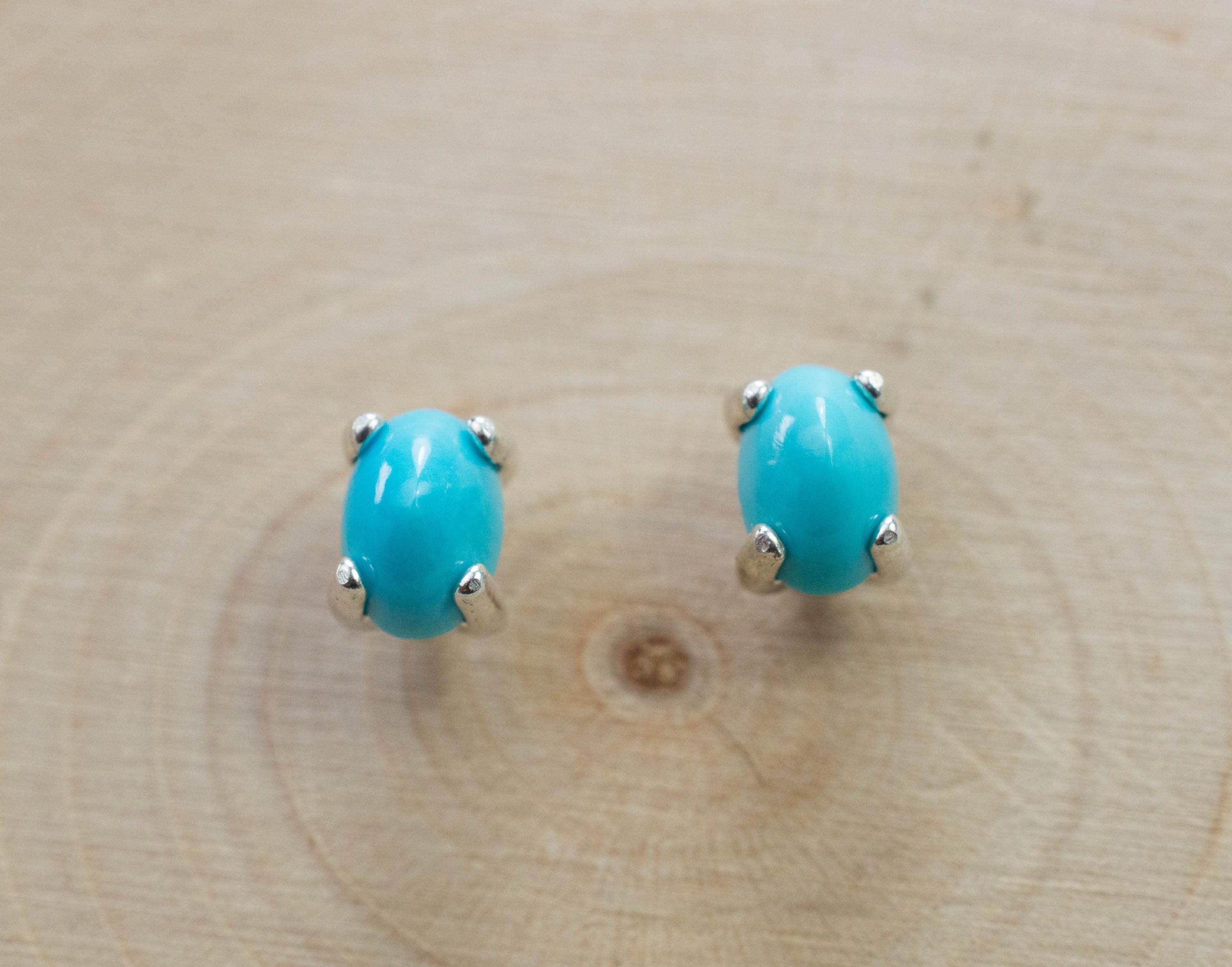 Turquoise Earrings; Natural Untreated Persian Turquoise; 1.060cts