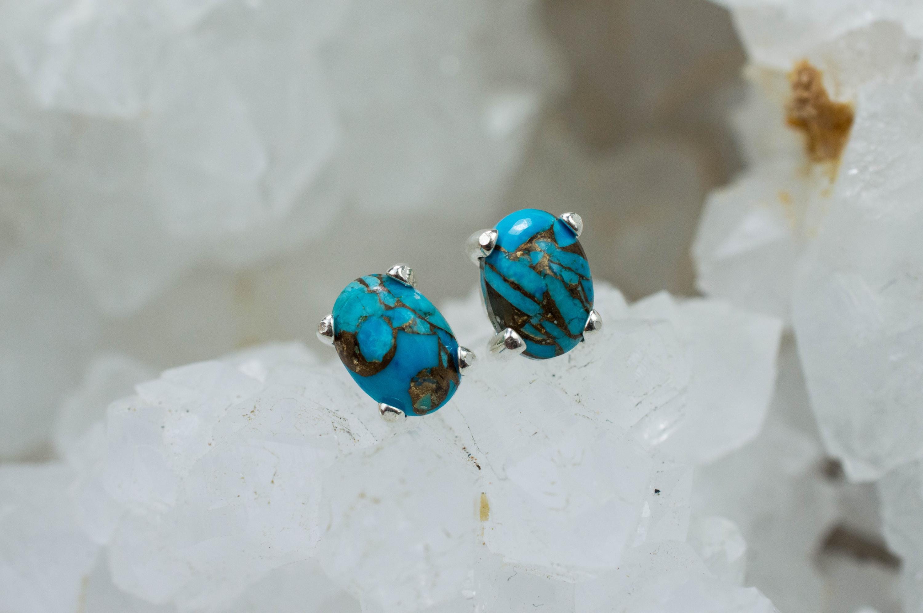 Turquoise Earrings, Natural Stabilized Nevada Turquoise; 1.605cts