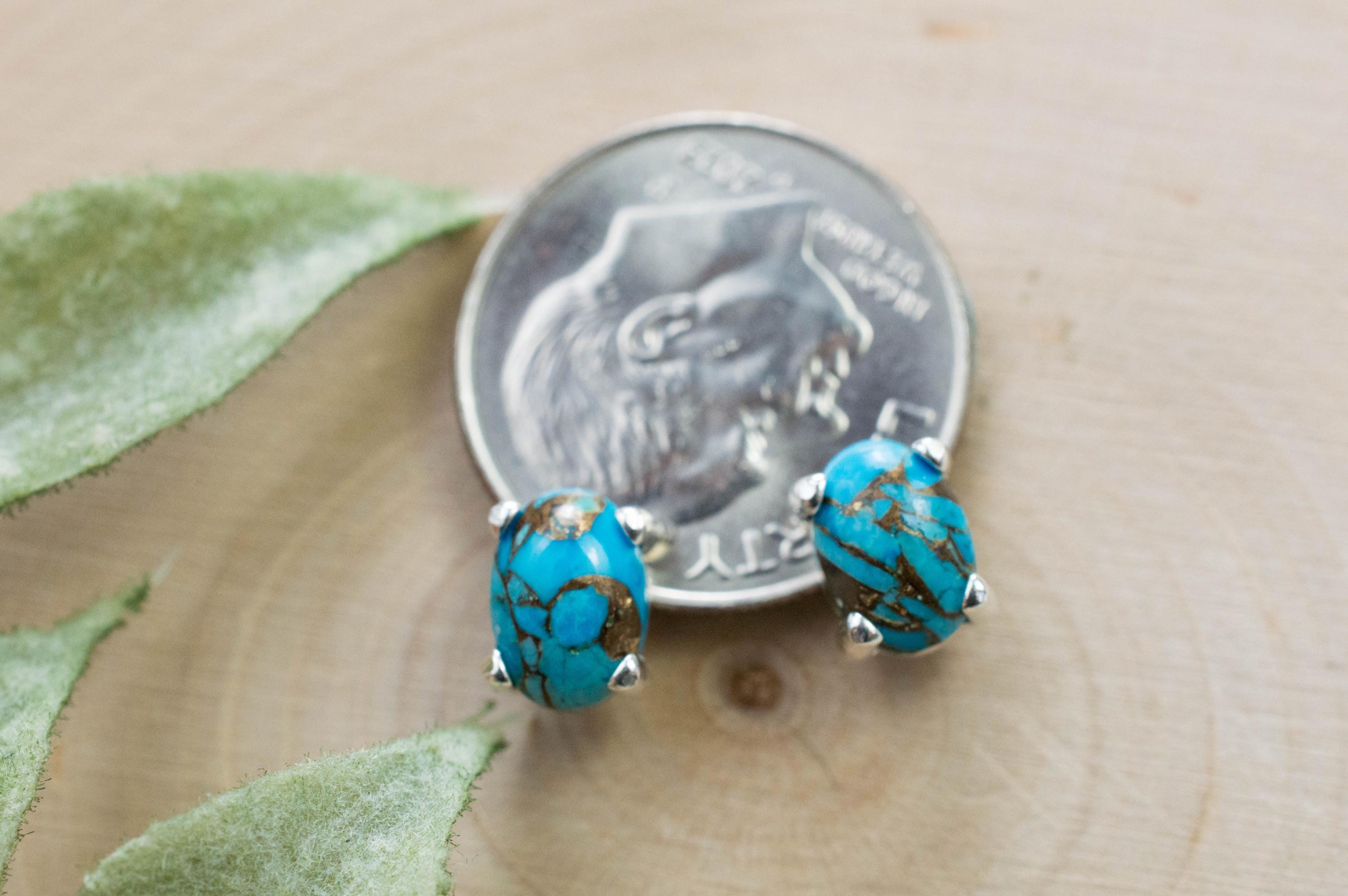 Turquoise Earrings, Natural Stabilized Nevada Turquoise; 1.605cts