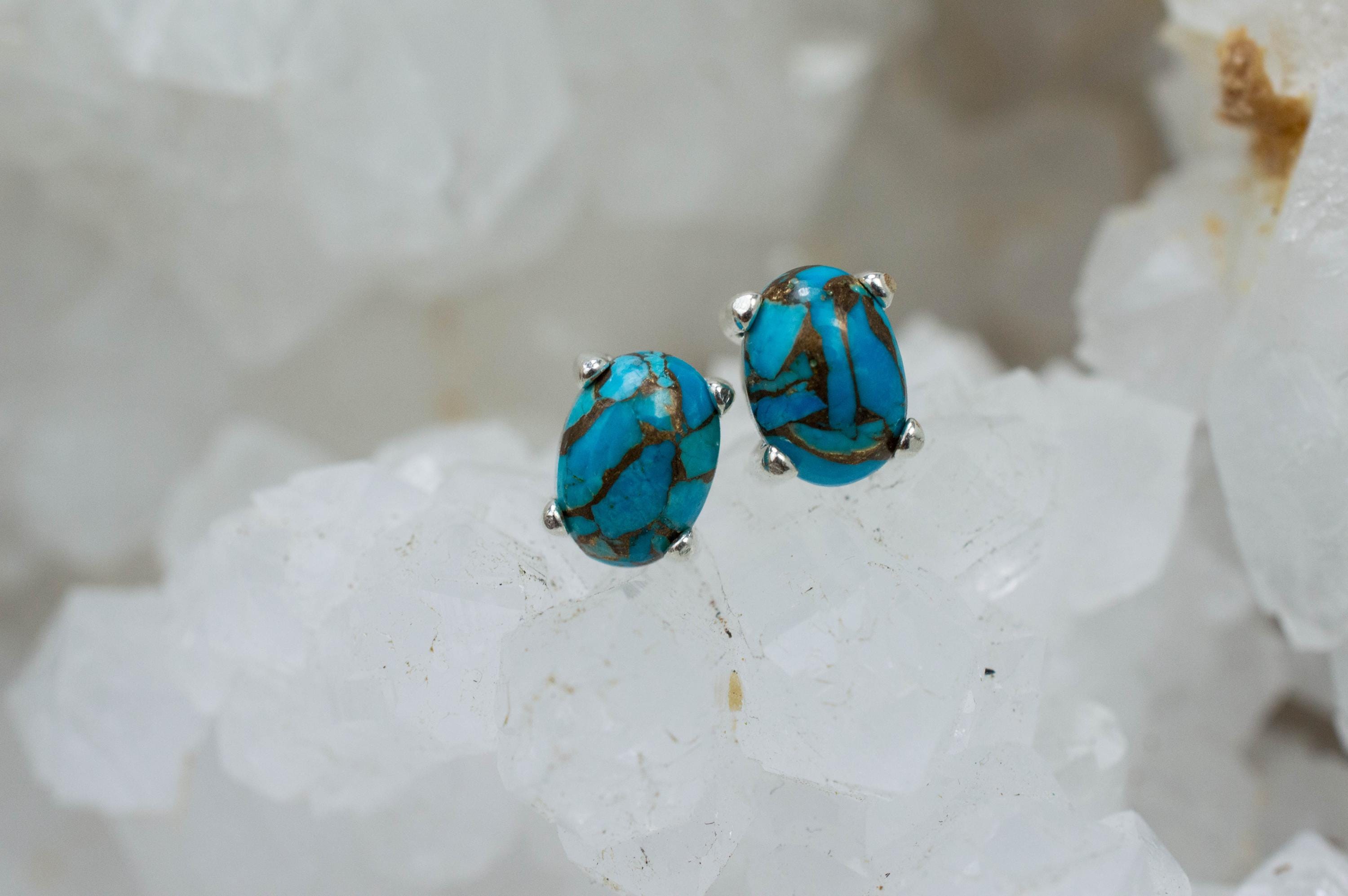 Turquoise Earrings, Natural Stabilized Nevada Turquoise; 1.775cts