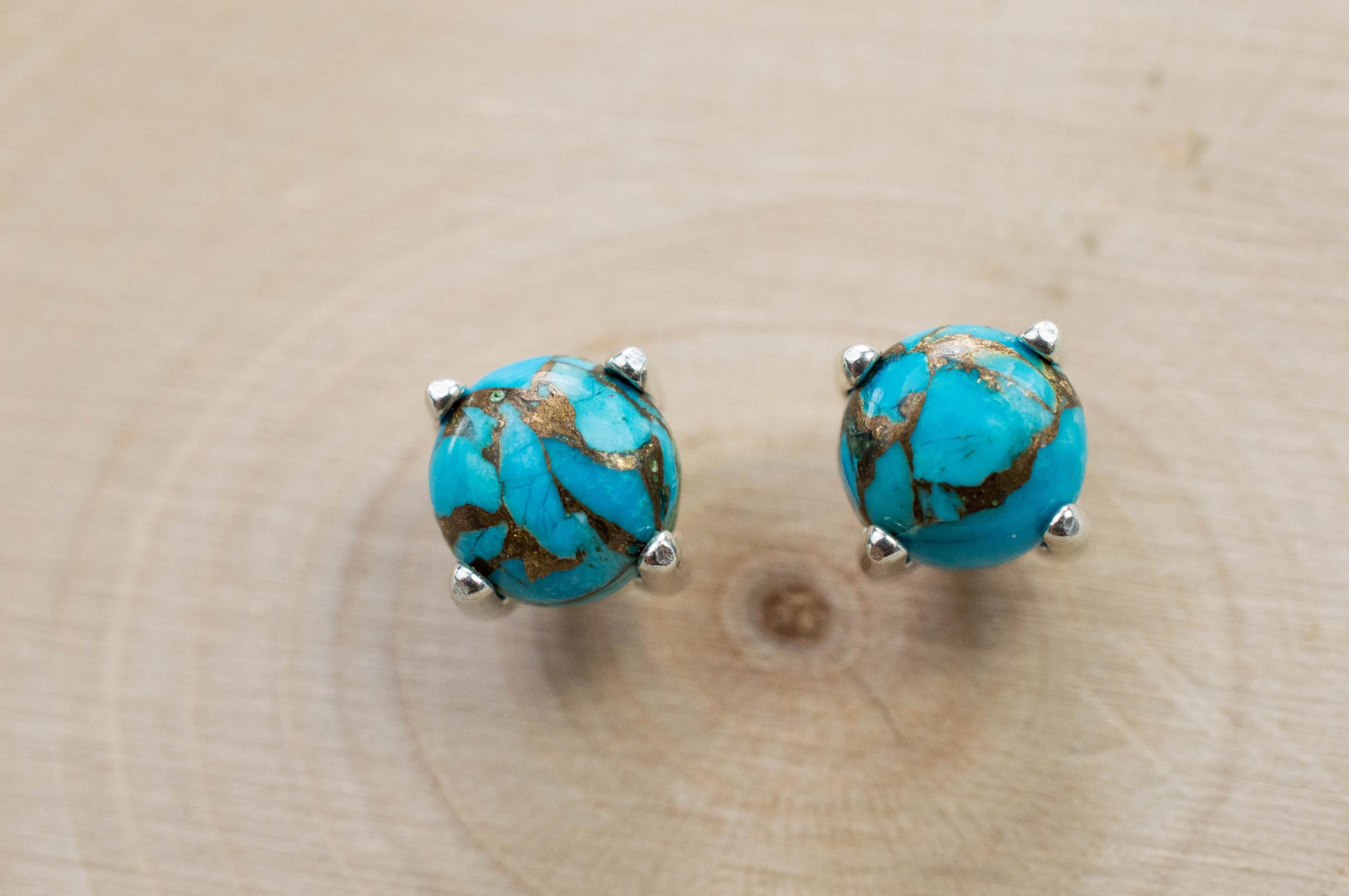 Turquoise Earrings, Natural Stabilized Nevada Turquoise; 1.865cts