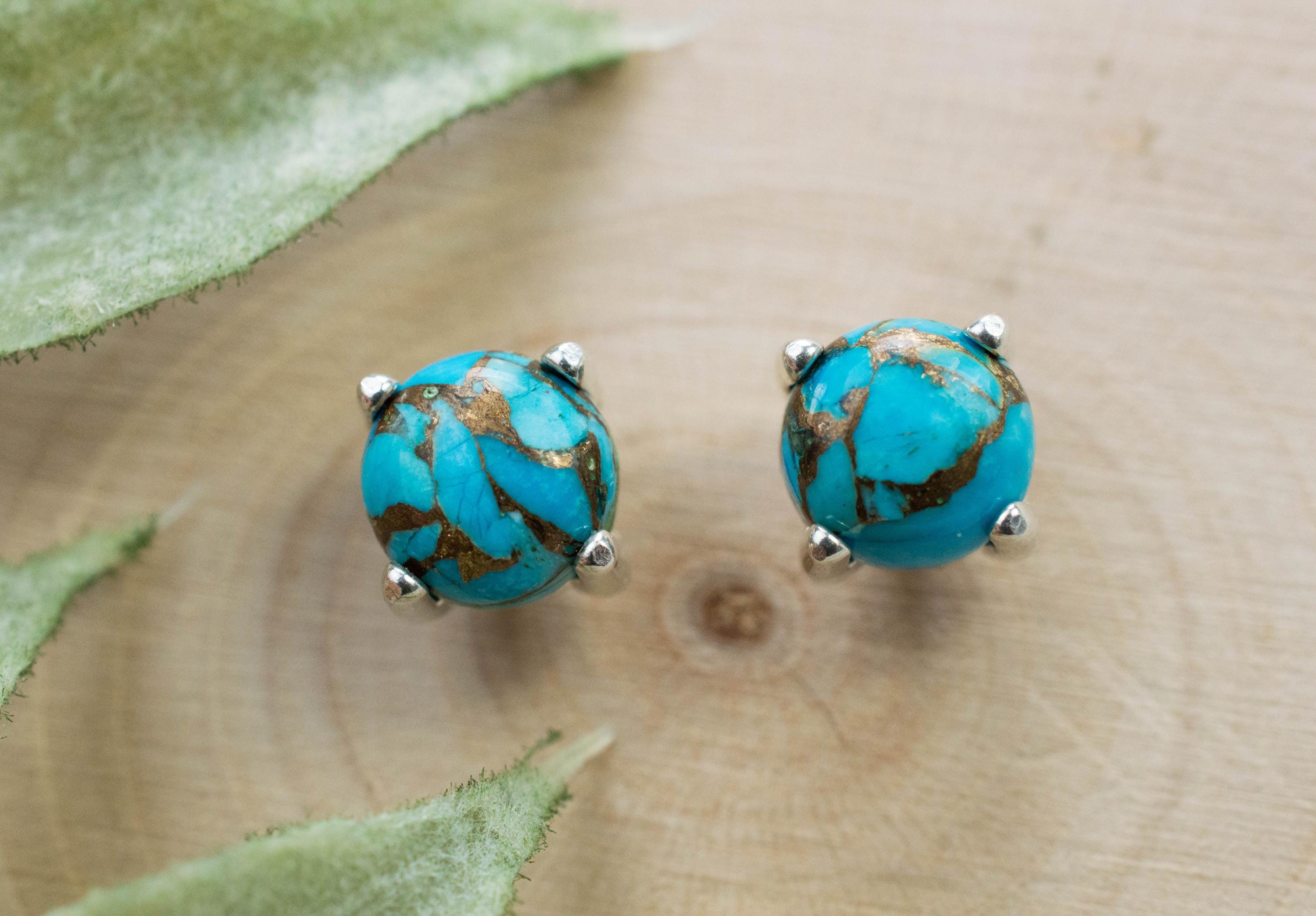 Turquoise Earrings, Natural Stabilized Nevada Turquoise; 1.865cts