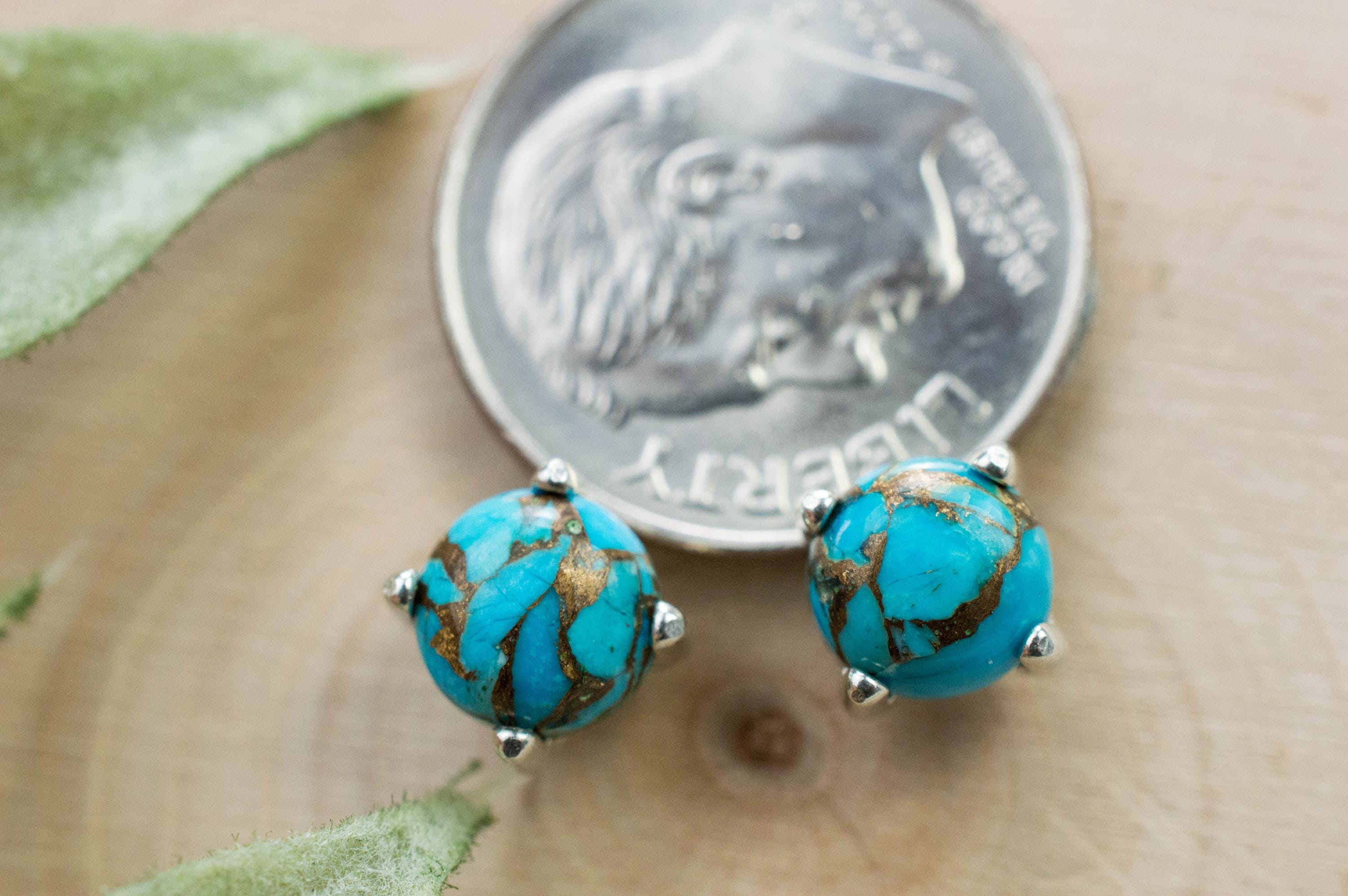 Turquoise Earrings, Natural Stabilized Nevada Turquoise; 1.865cts