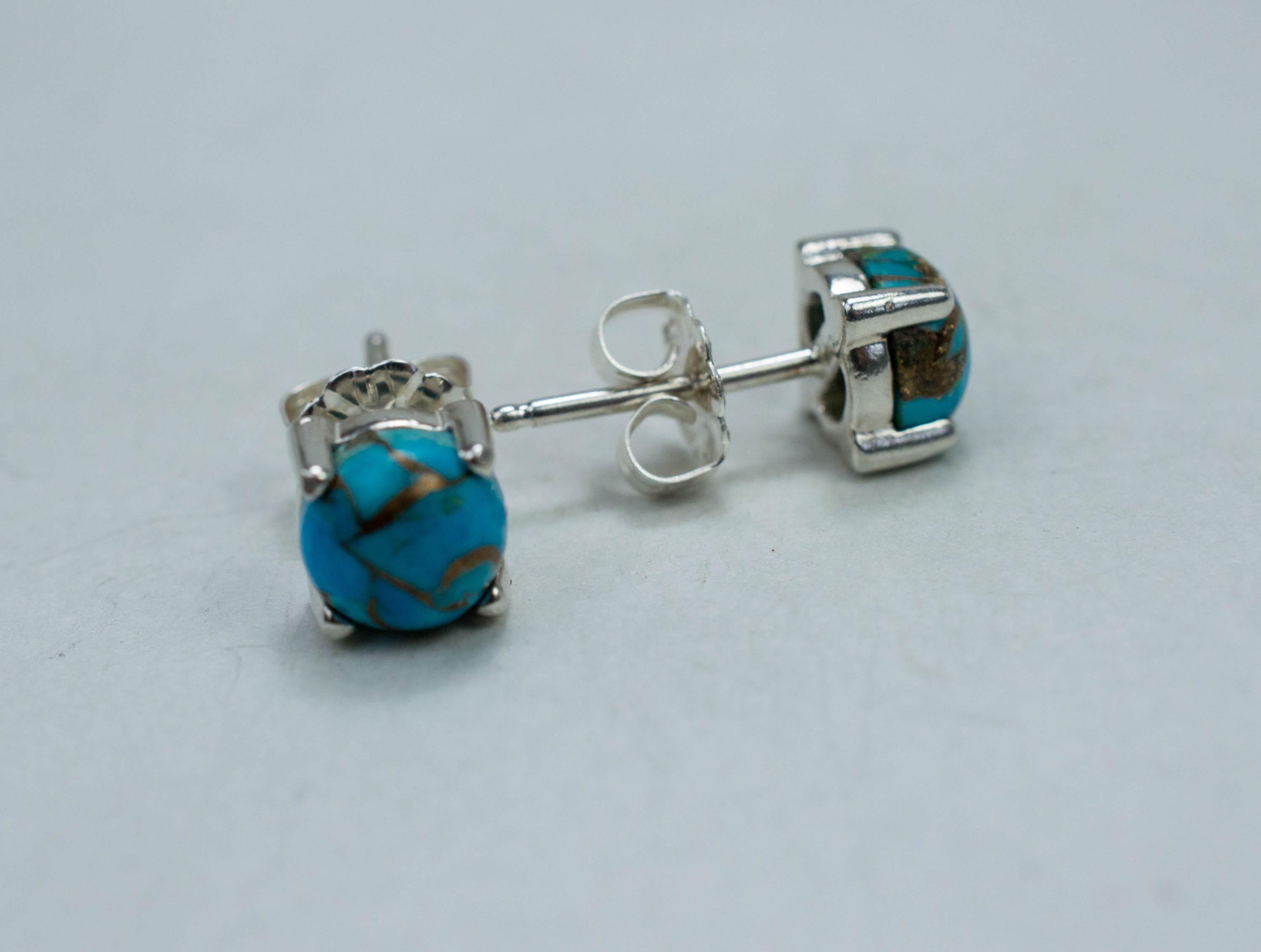 Turquoise Earrings, Natural Stabilized Nevada Turquoise; 1.965cts