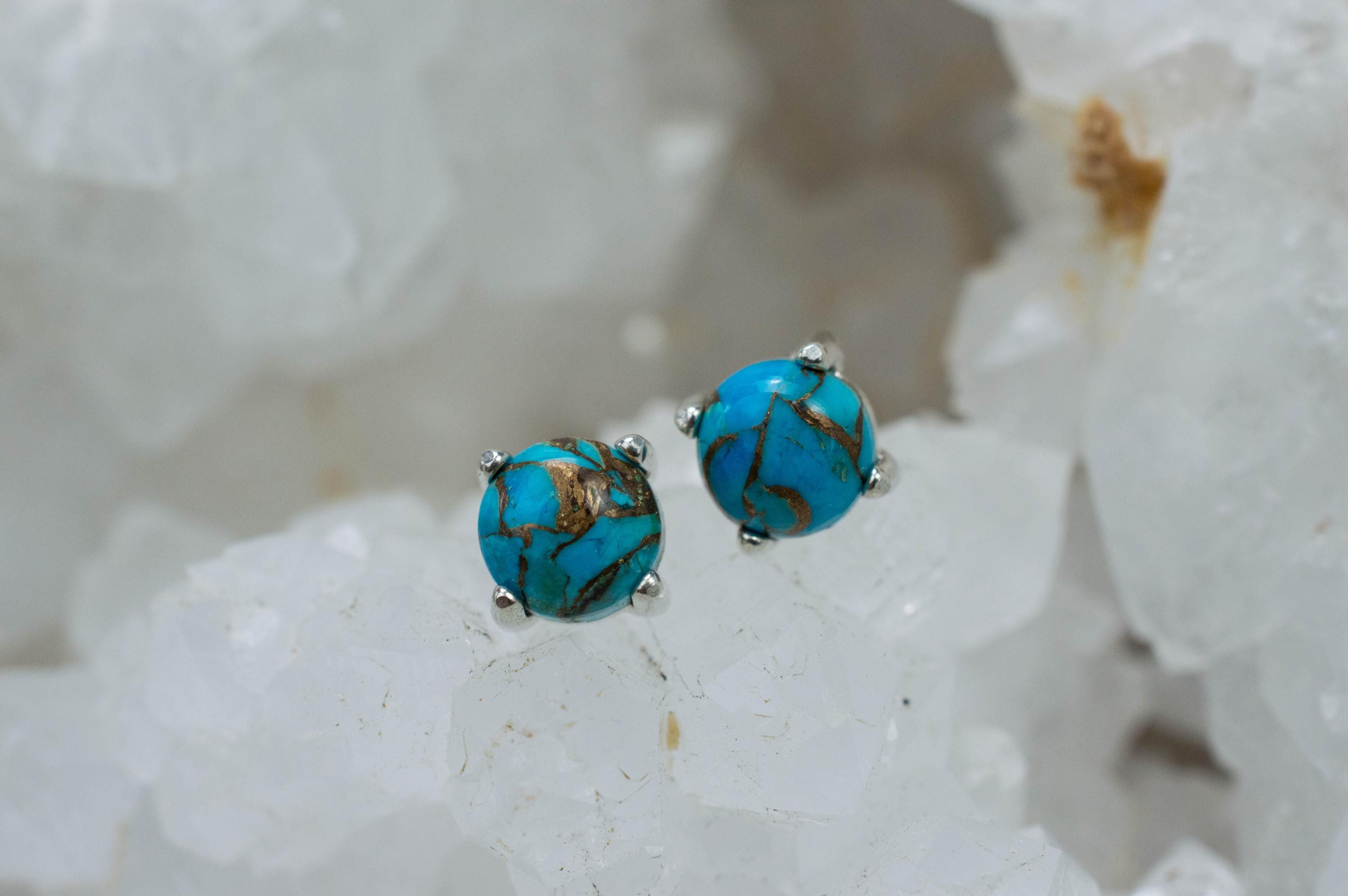 Turquoise Earrings, Natural Stabilized Nevada Turquoise; 1.965cts