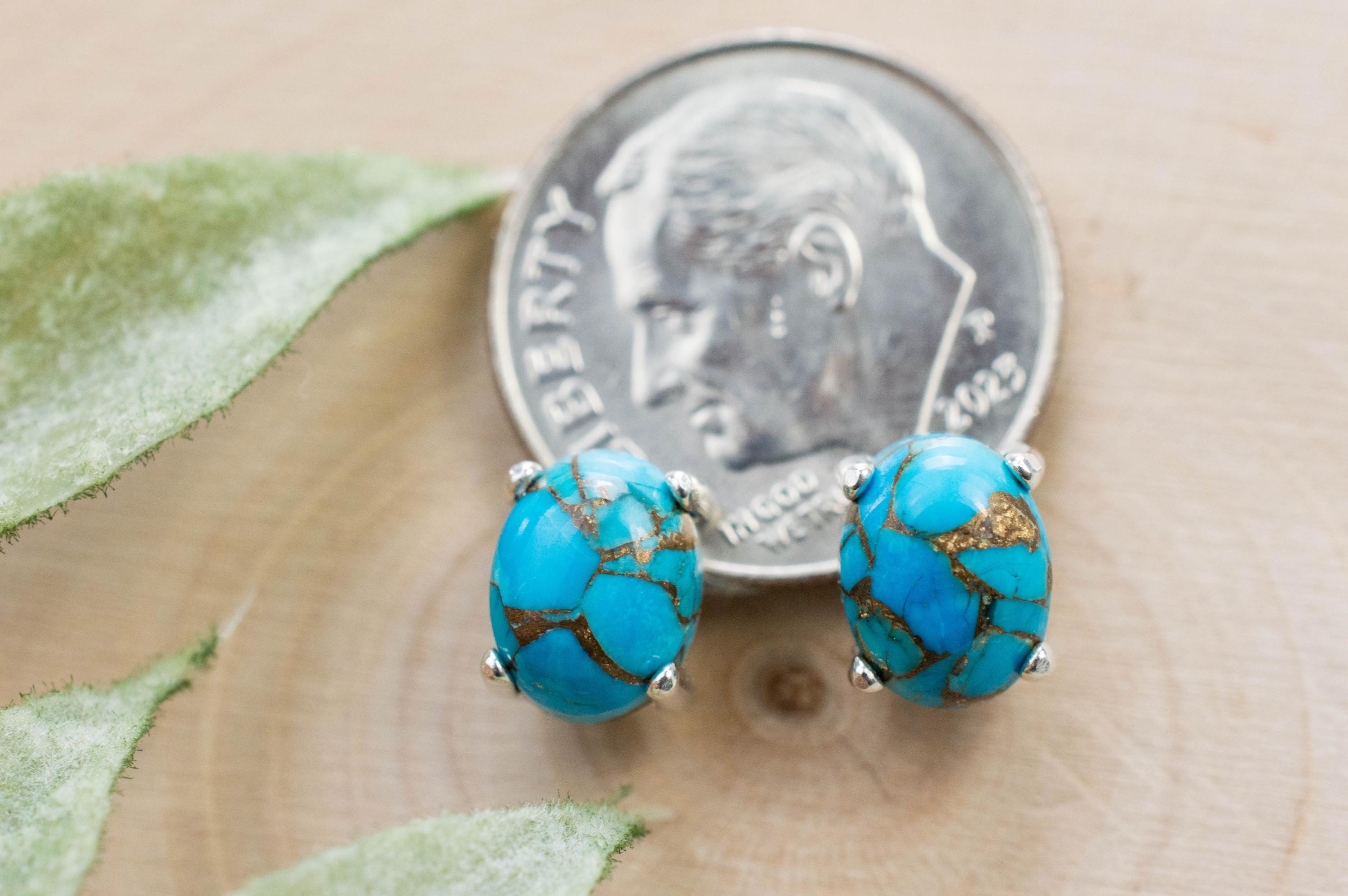 Turquoise Earrings, Natural Stabilized Nevada Turquoise; 2.730cts