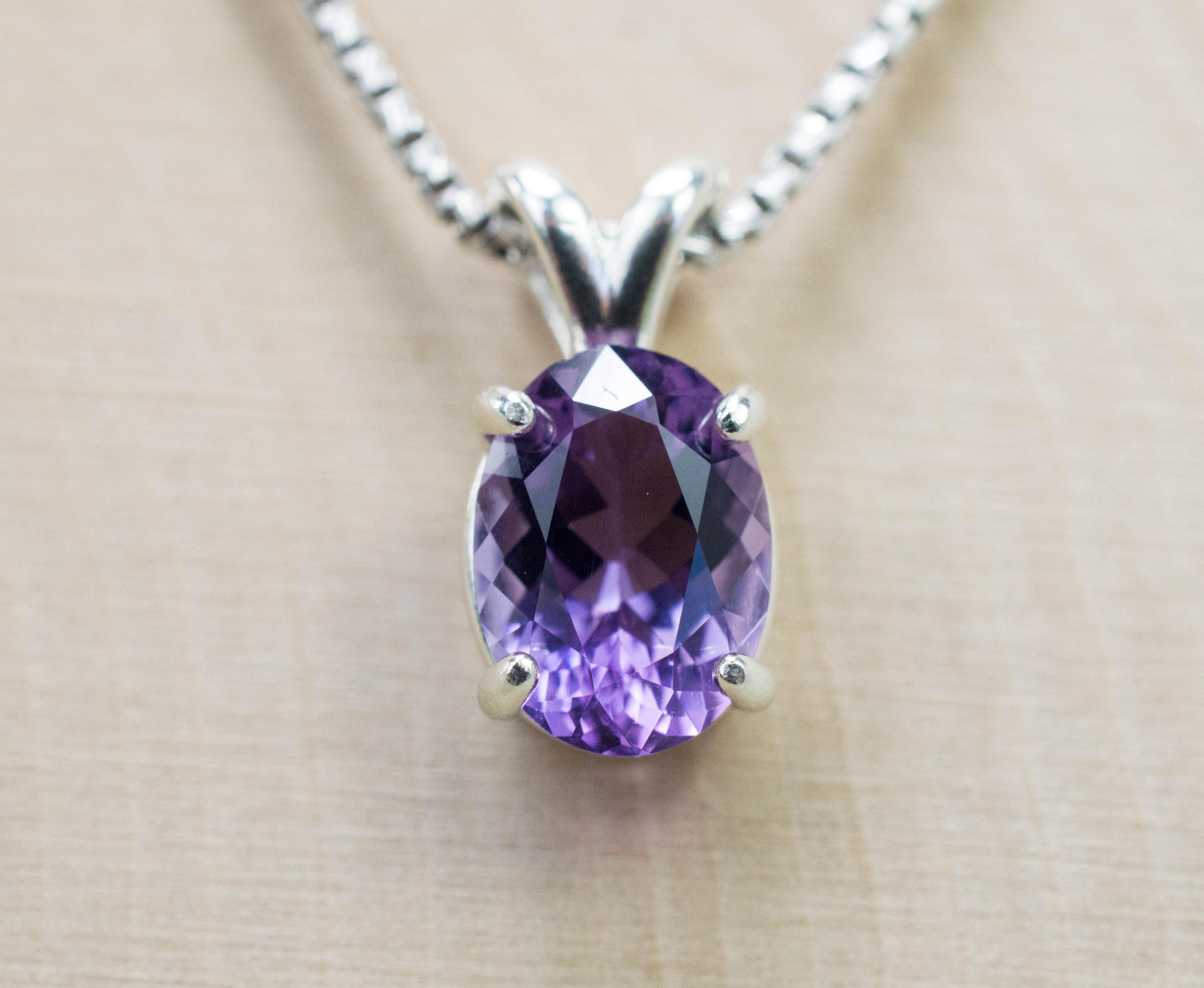 Amethyst Pendant, Untreated Genuine Brazilian Amethyst; 1.975cts