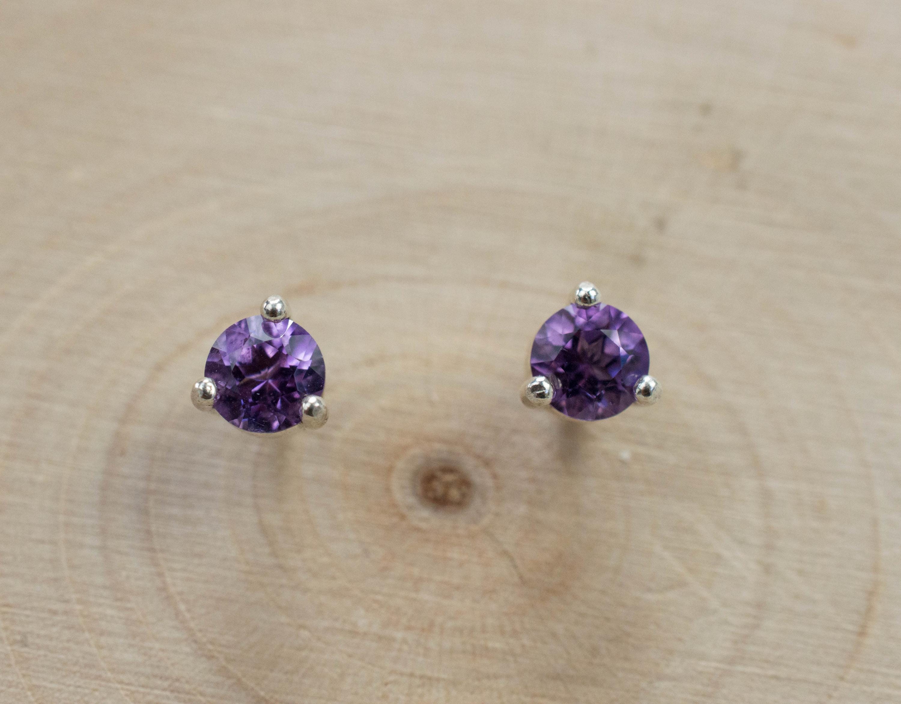 Amethyst Earrings, Natural Untreated Brazilian Amethyst; 0.465cts