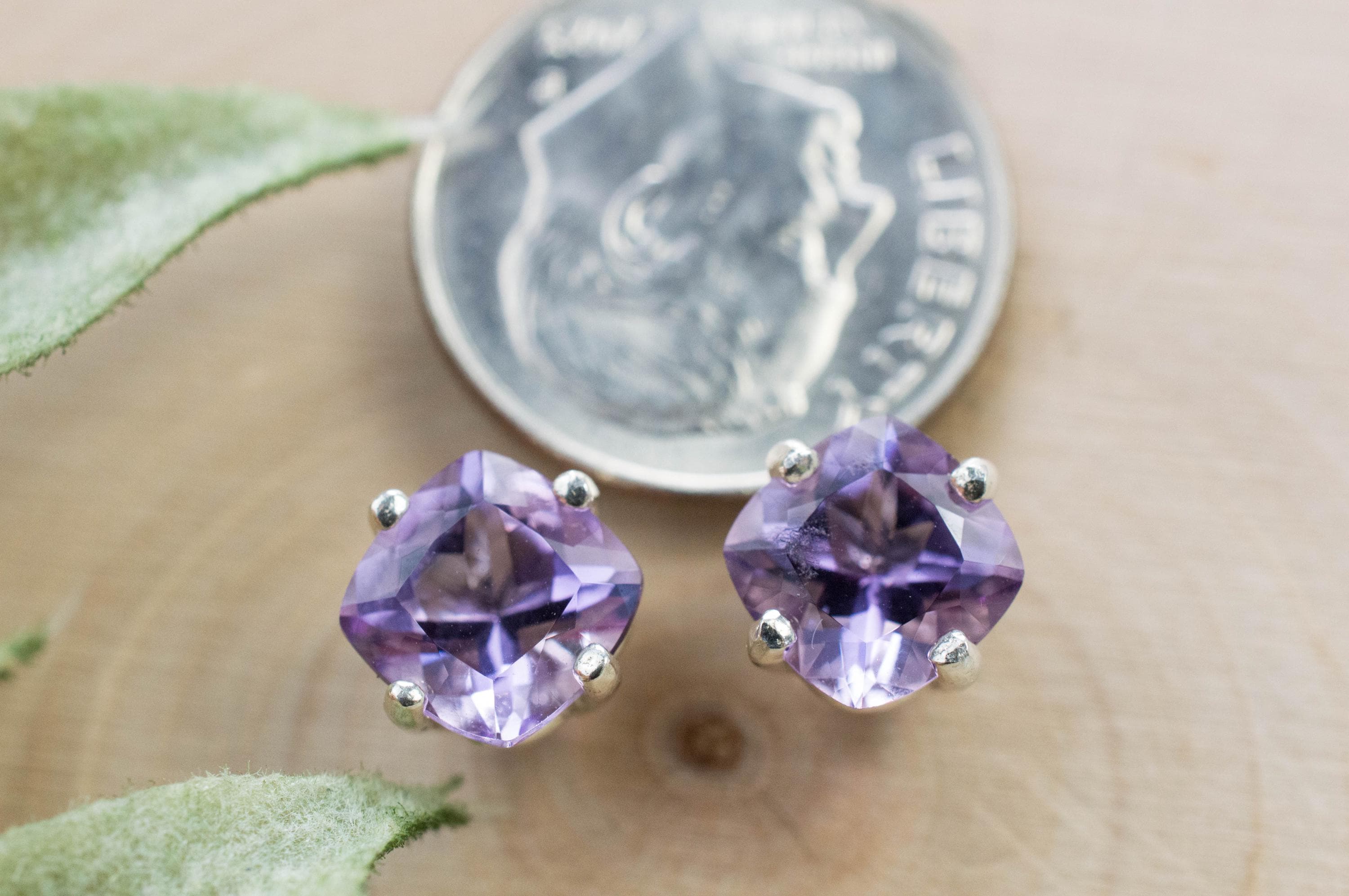 Amethyst Earrings, Natural Untreated Brazilian Amethyst; 2.585cts