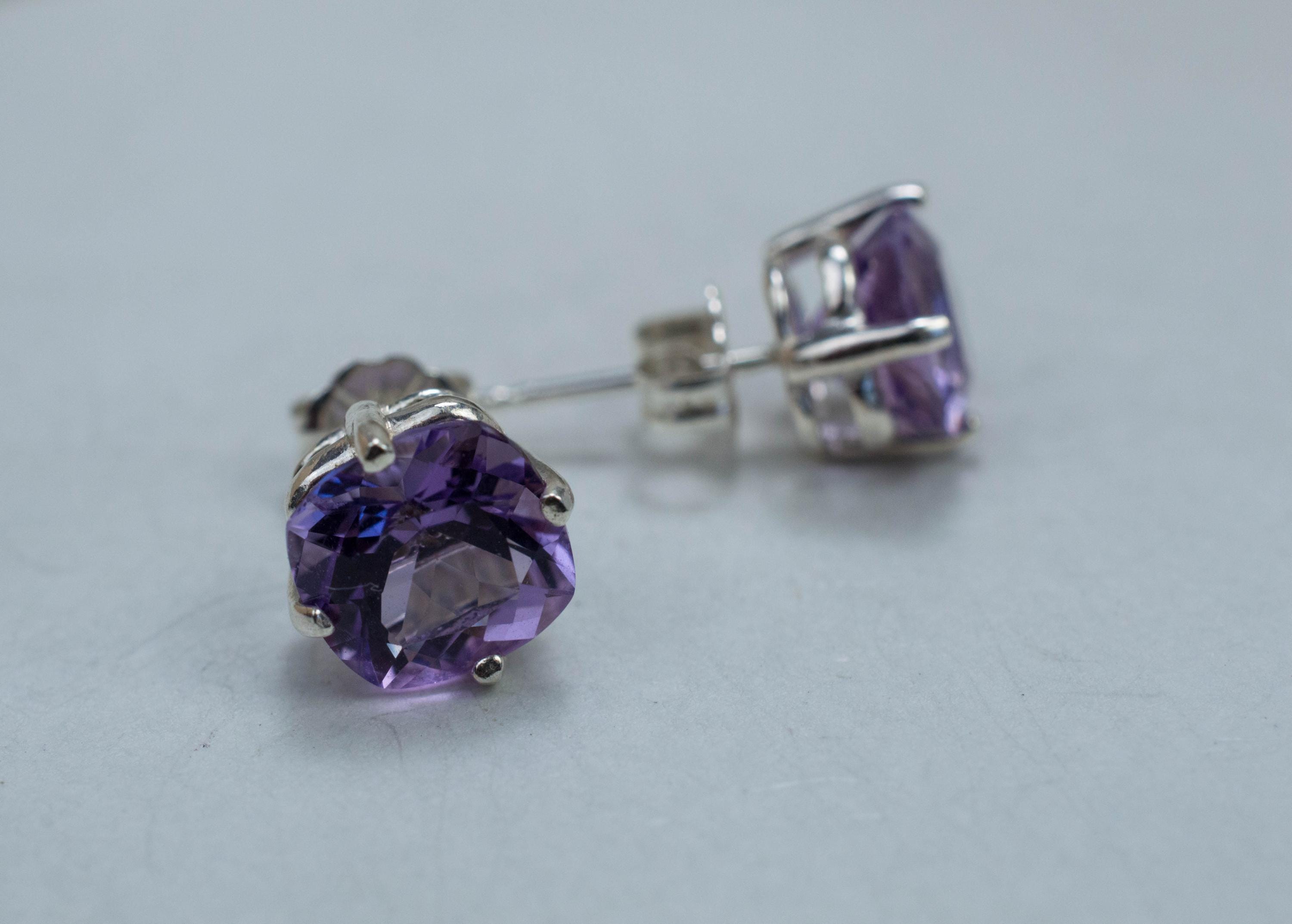 Amethyst Earrings, Natural Untreated Brazilian Amethyst; 3.790cts