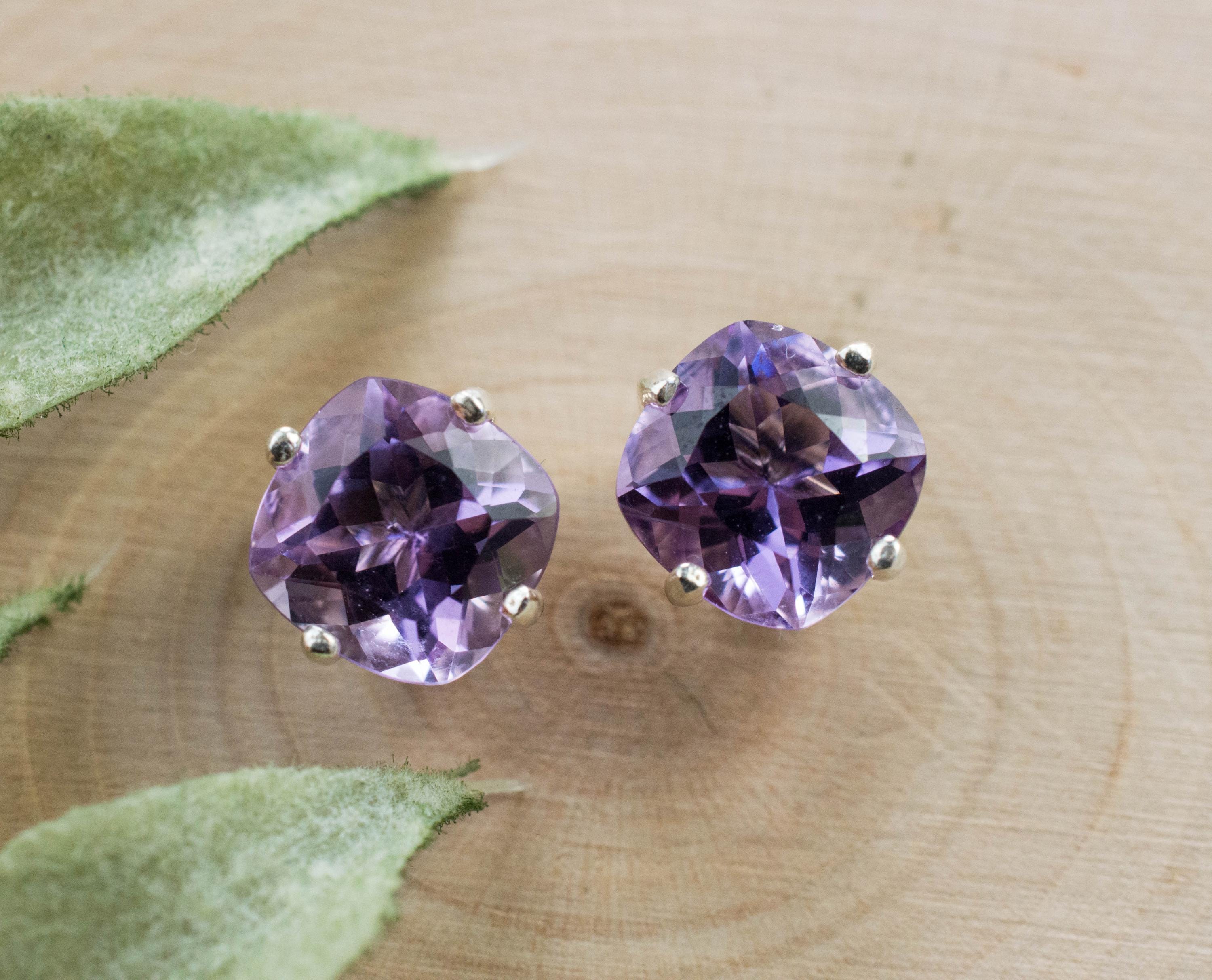 Amethyst Earrings, Natural Untreated Brazilian Amethyst; 3.790cts