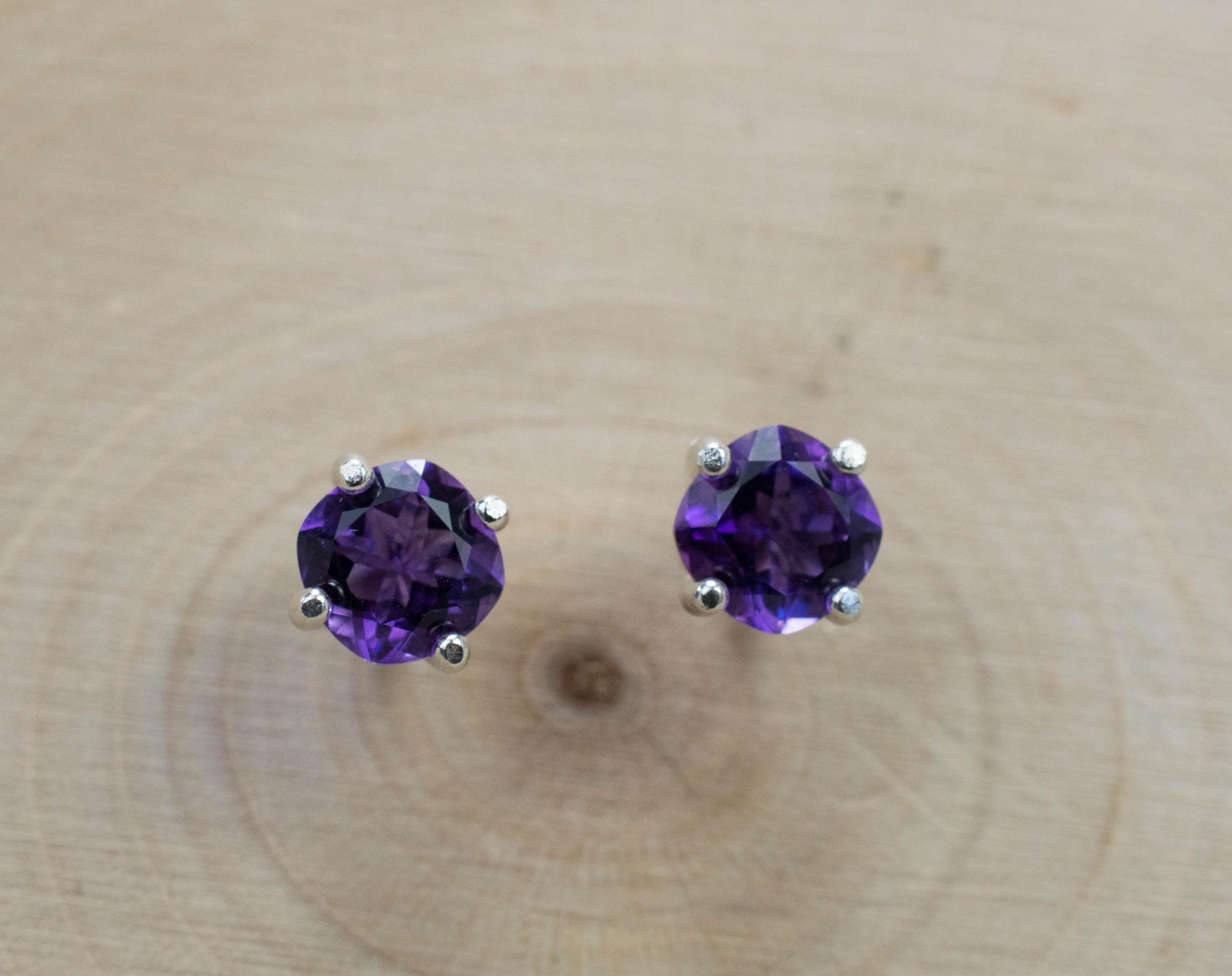 Amethyst Earrings, Natural Untreated Uruguay Amethyst; 1.040cts