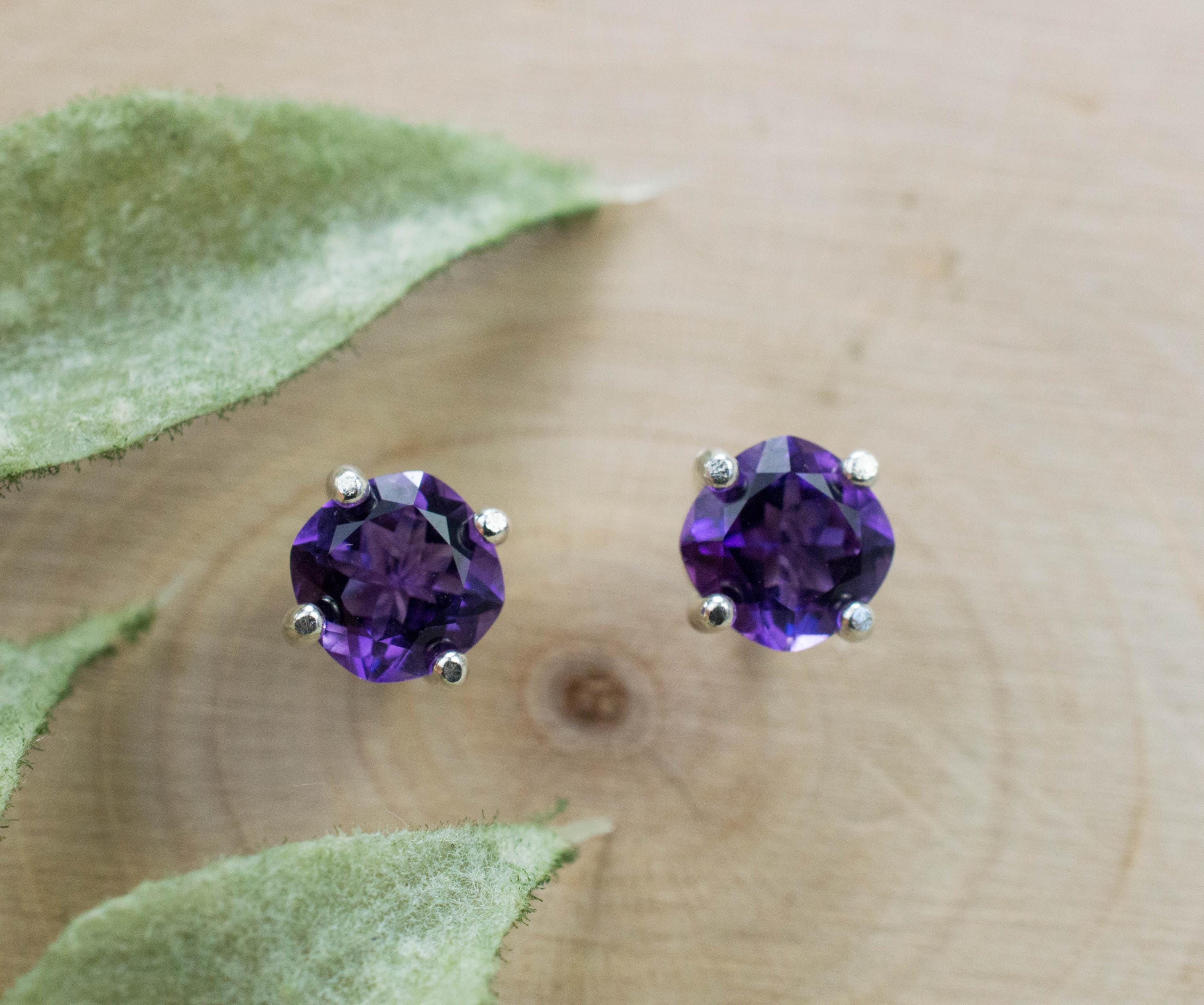 Amethyst Earrings, Natural Untreated Uruguay Amethyst; 1.040cts