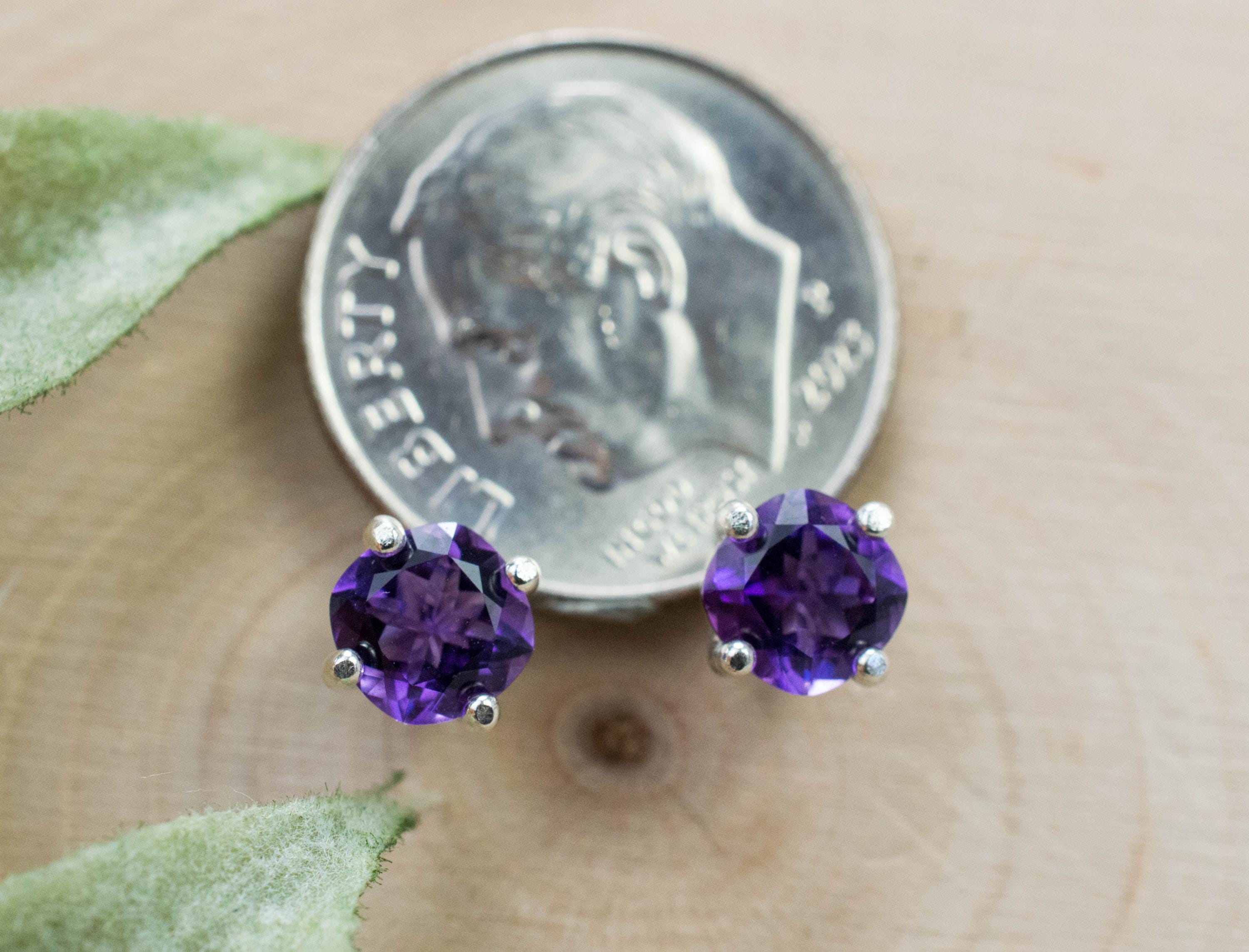 Amethyst Earrings, Natural Untreated Uruguay Amethyst; 1.040cts