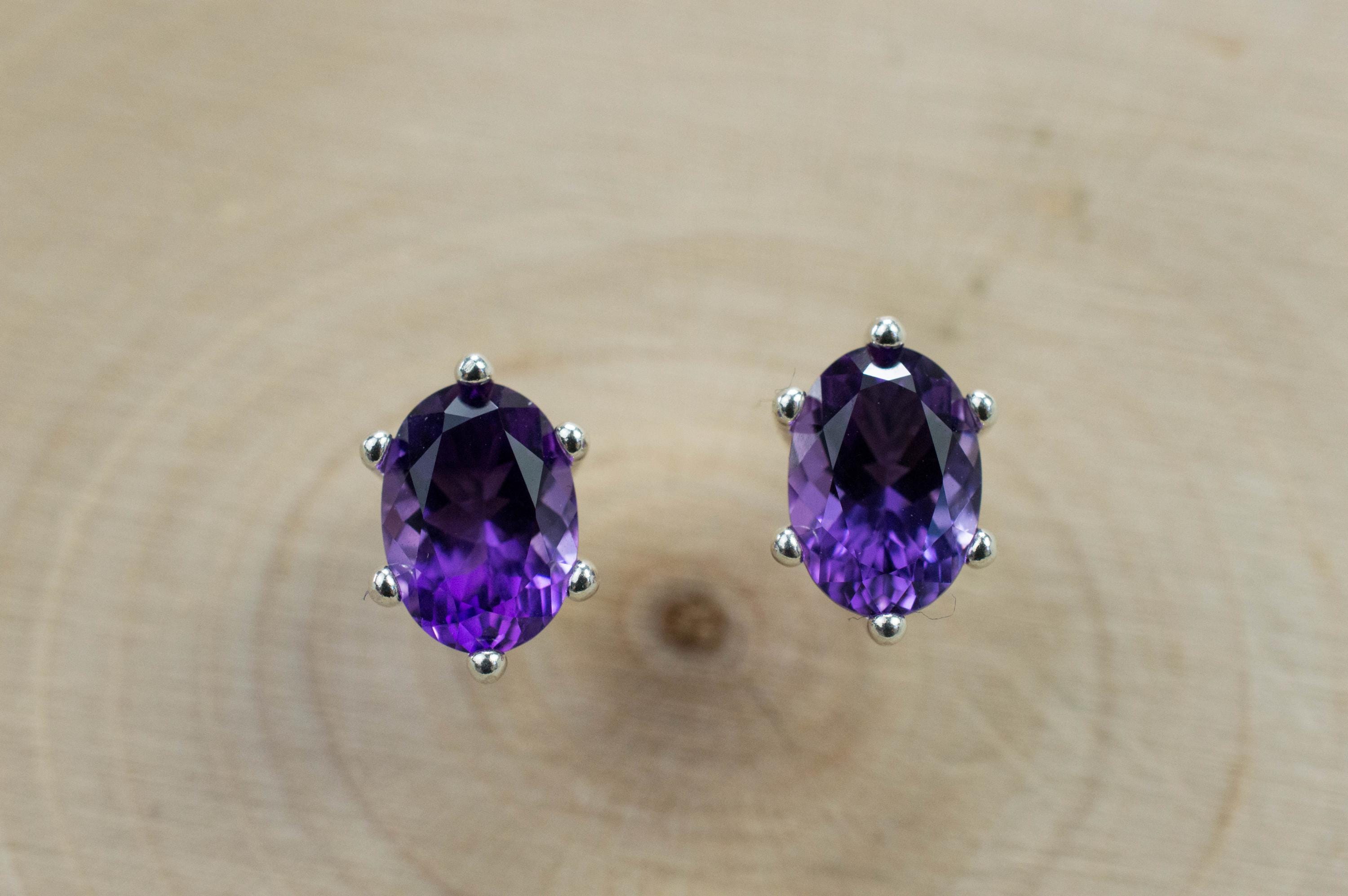 Amethyst Earrings, Natural Untreated Uruguay Amethyst; 1.410cts