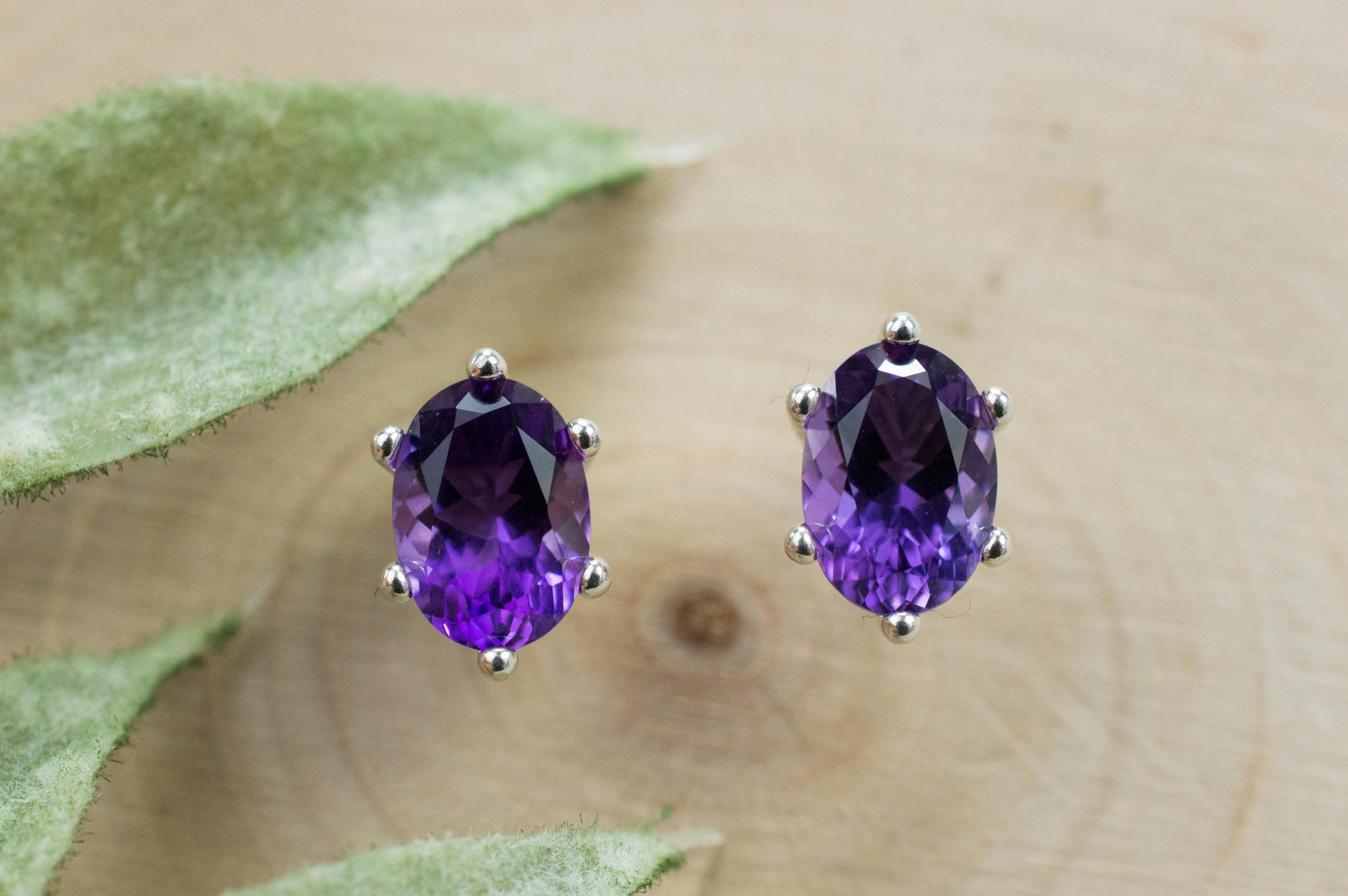 Amethyst Earrings, Natural Untreated Uruguay Amethyst; 1.410cts