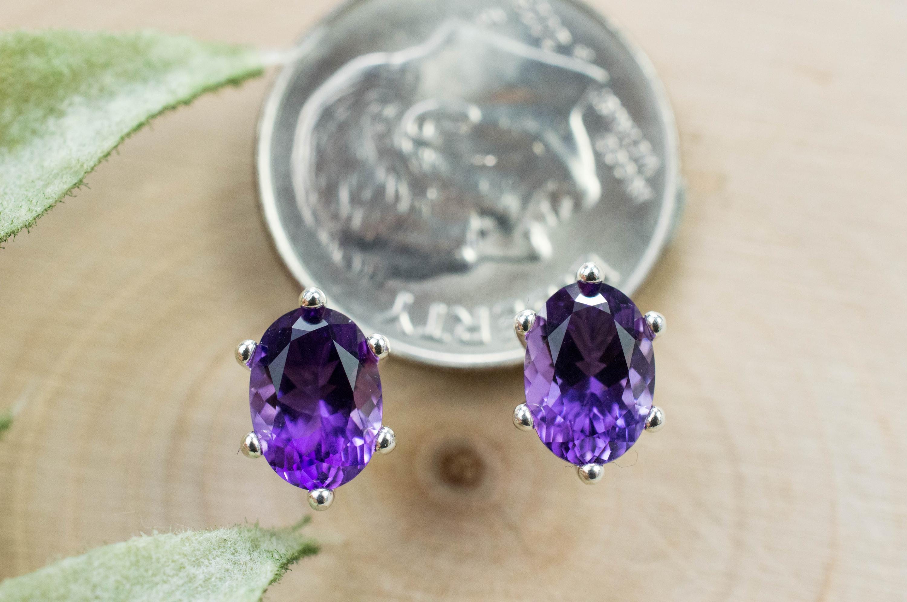 Amethyst Earrings, Natural Untreated Uruguay Amethyst; 1.410cts