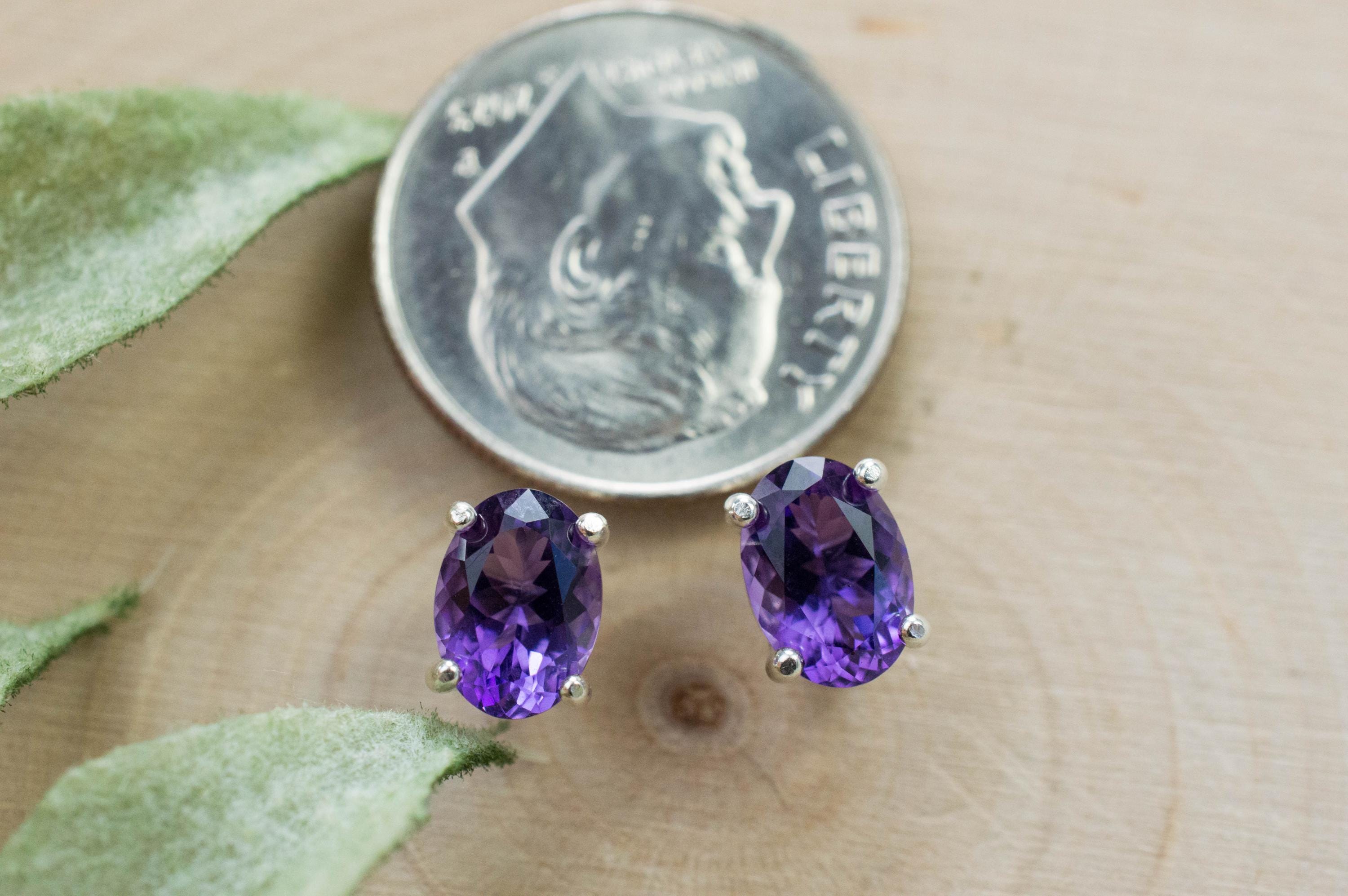 Amethyst Earrings, Natural Untreated Uruguay Amethyst; 1.430cts