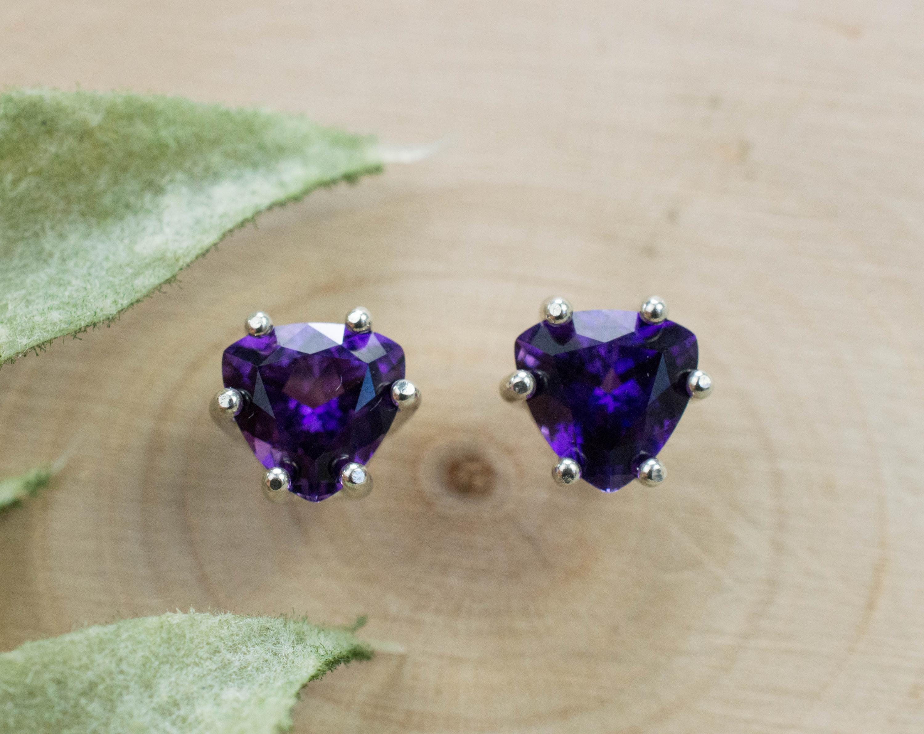 Amethyst Earrings, Natural Untreated Uruguay Amethyst; 1.465cts