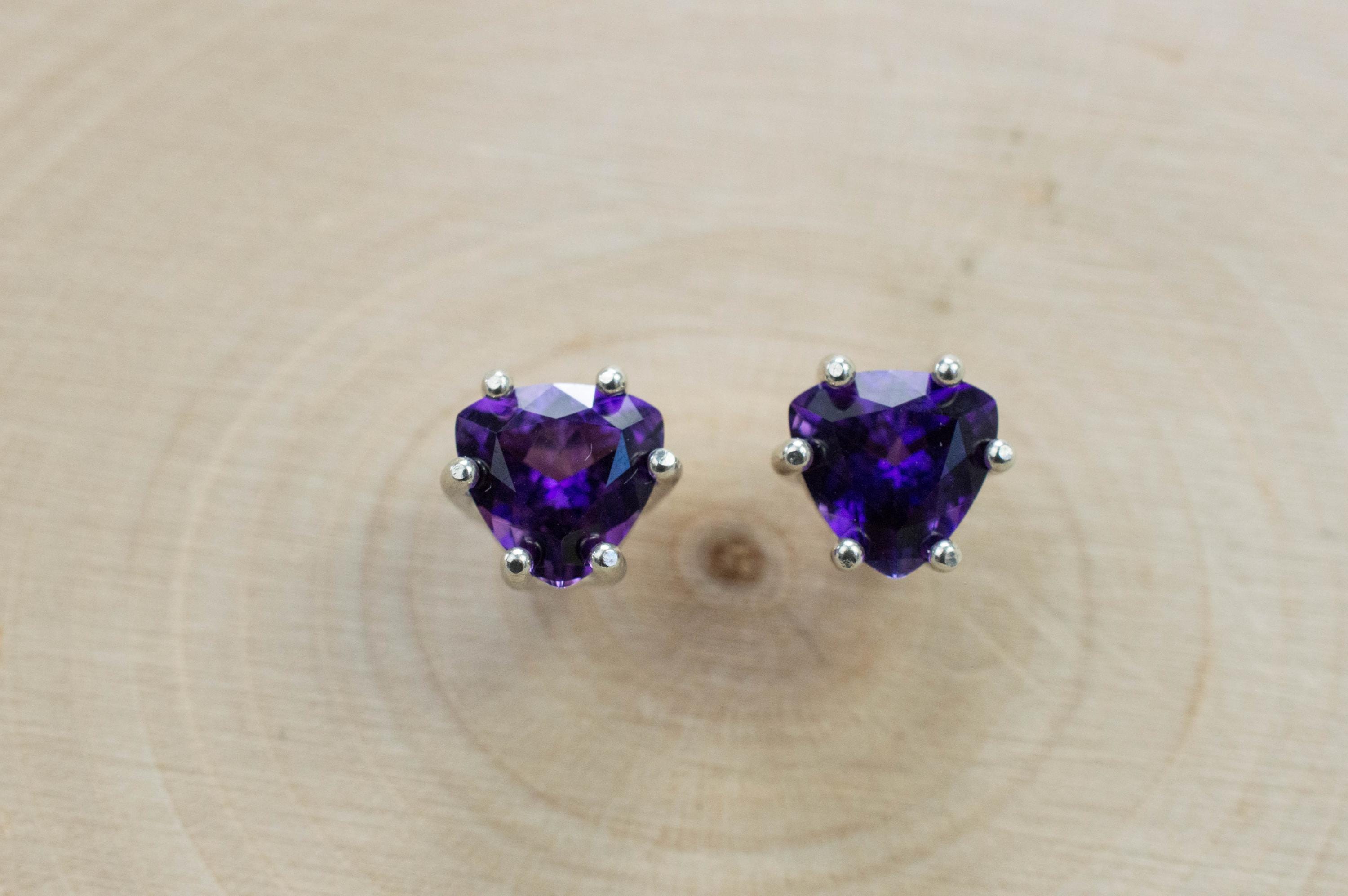 Amethyst Earrings, Natural Untreated Uruguay Amethyst; 1.465cts