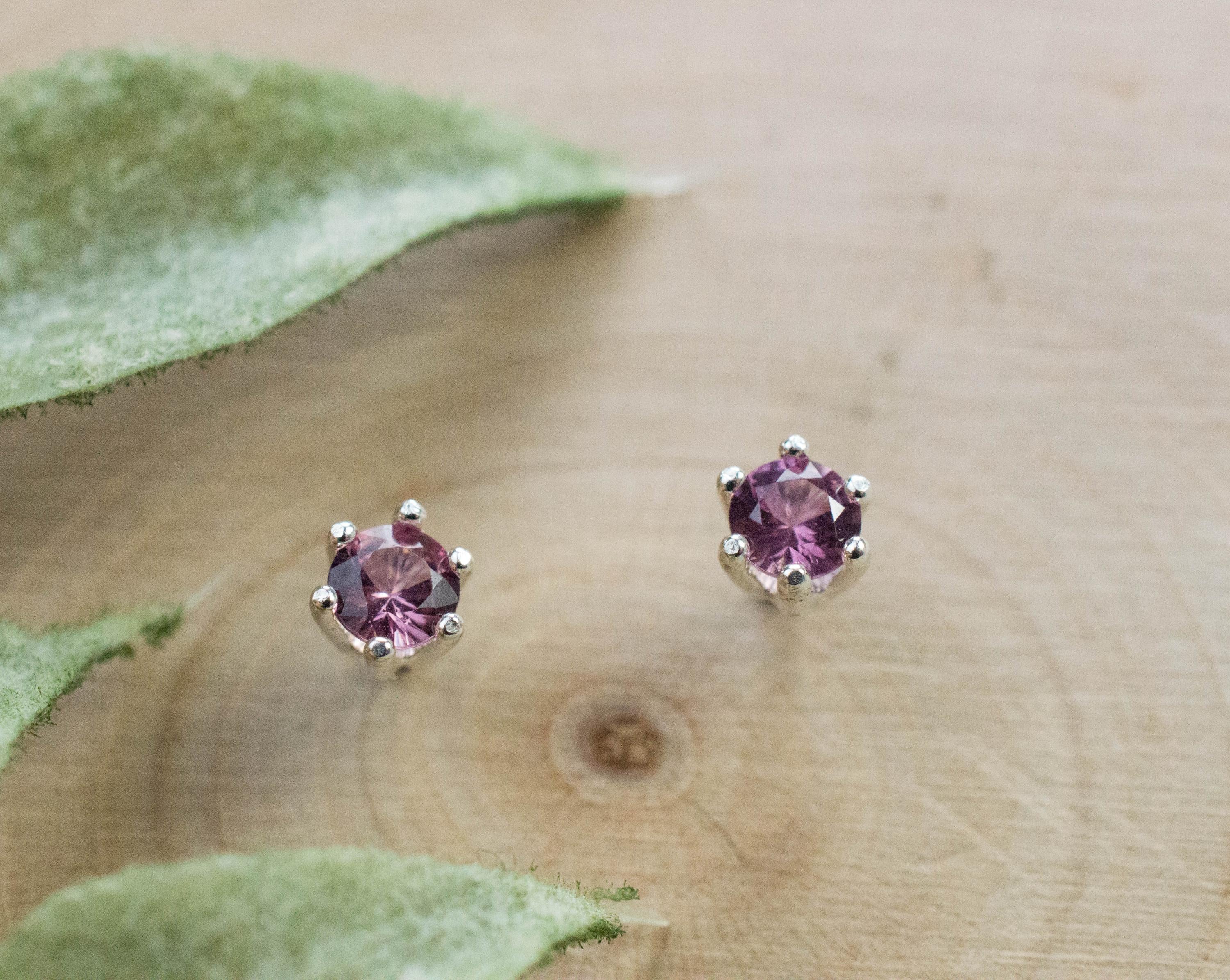 Rhodolite Garnet Earrings, Genuine Untreated Tanzanian Garnet; 0.265cts