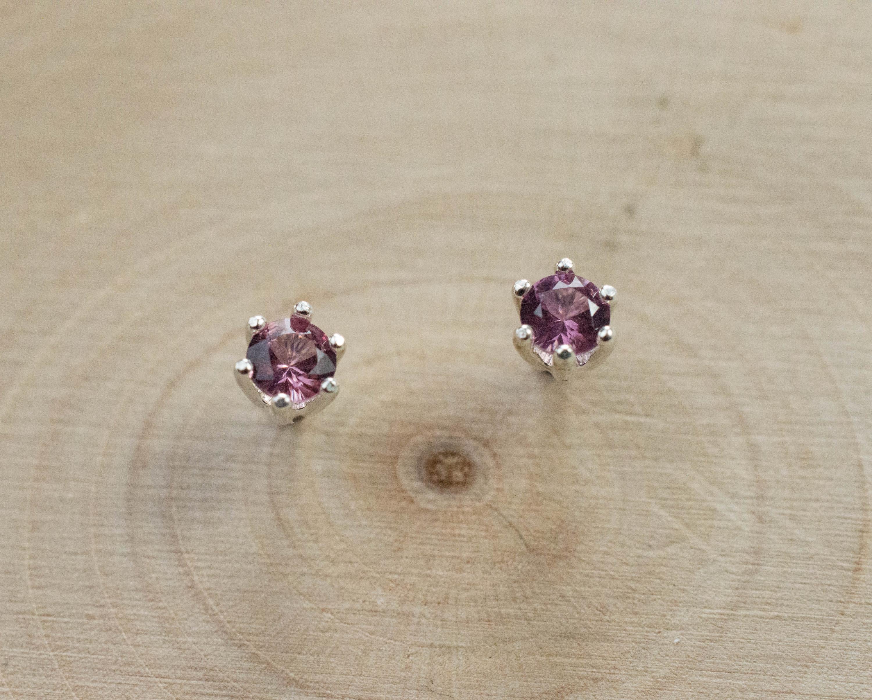 Rhodolite Garnet Earrings, Genuine Untreated Tanzanian Garnet; 0.265cts