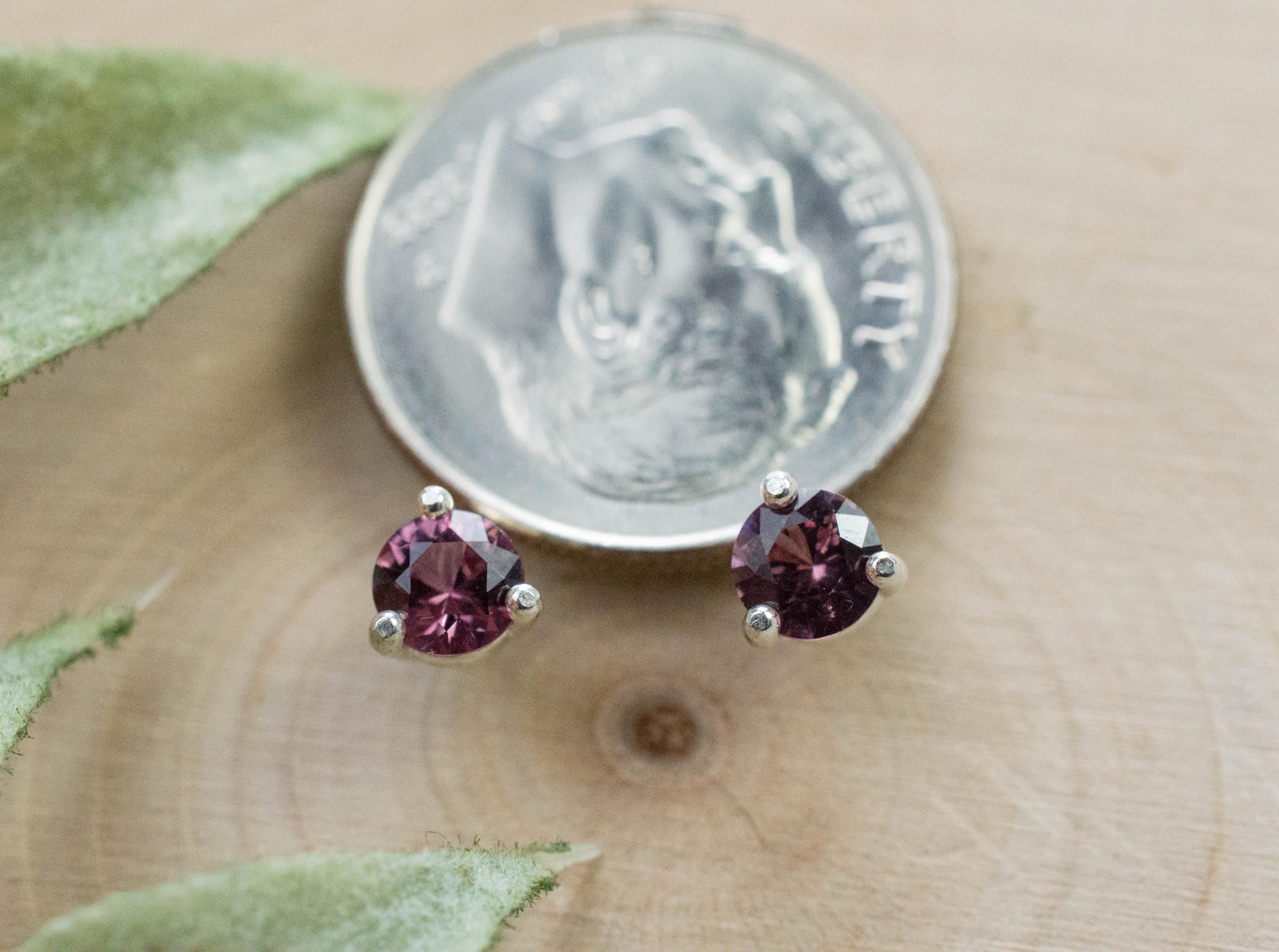 Rhodolite Garnet Earrings, Genuine Untreated Tanzanian Garnet; 0.565cts